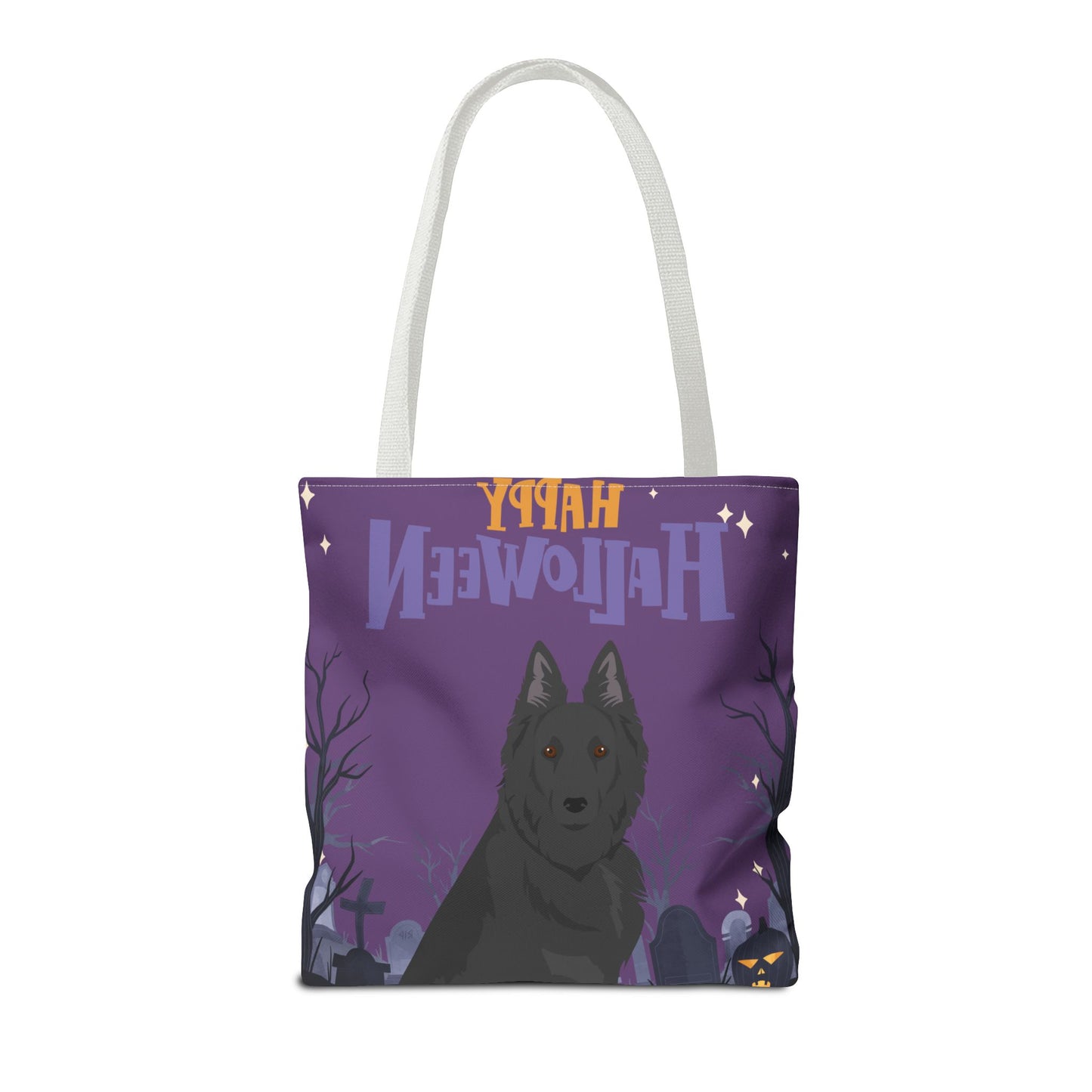 Belgain Sheepdog Dog Happy Halloween Tote Bag 16x16