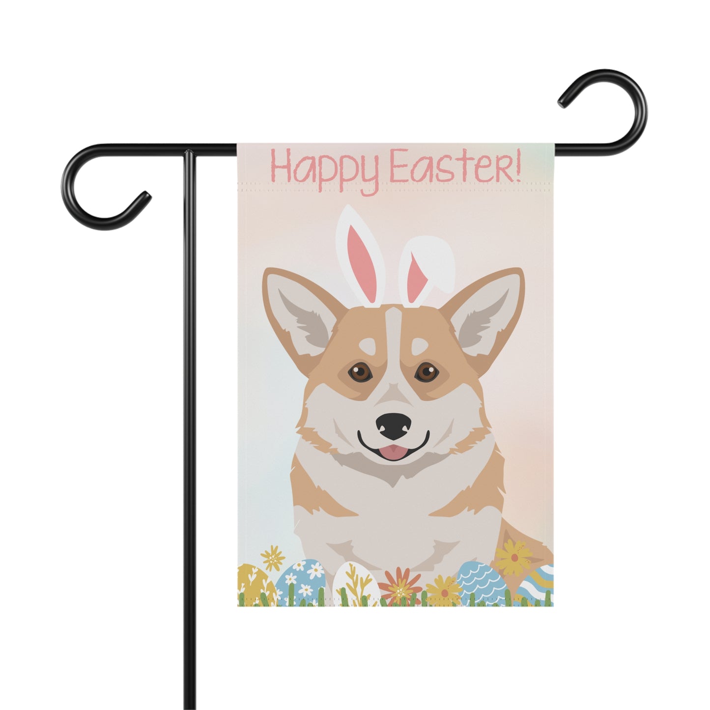 Pembroke Welsh Corgi Dog Happy Easter Garden Flag