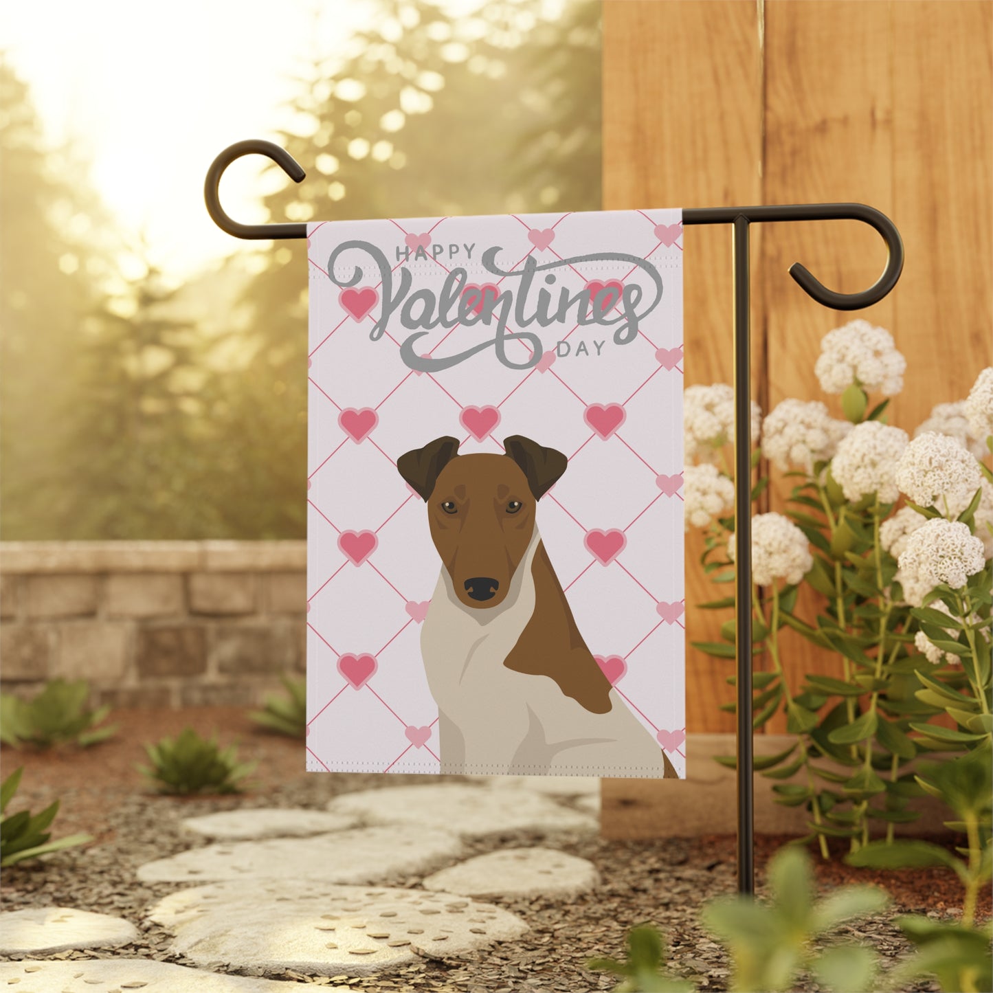 Smooth Fox Terrier Dog Valentines Day Garden Flag