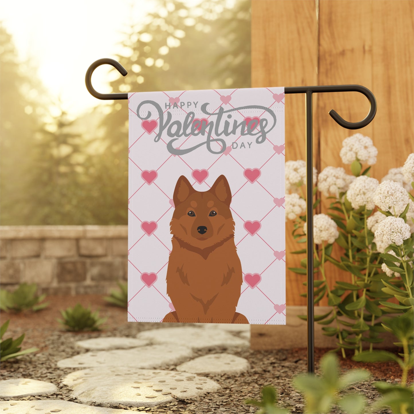 Finnish Spitz Dog Valentines Day Garden Flag