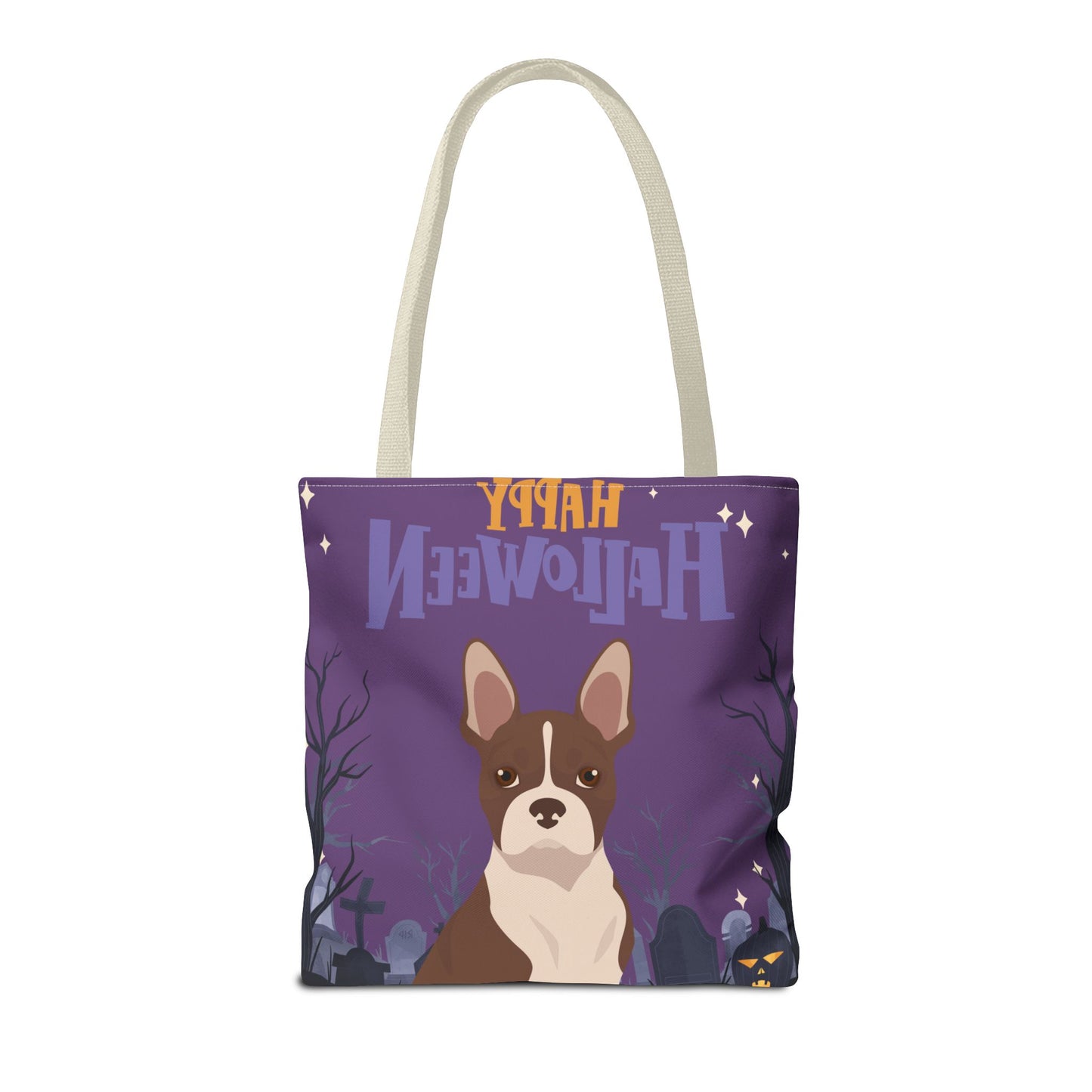 Boston Terrier Dog Happy Halloween Tote Bag 16x16