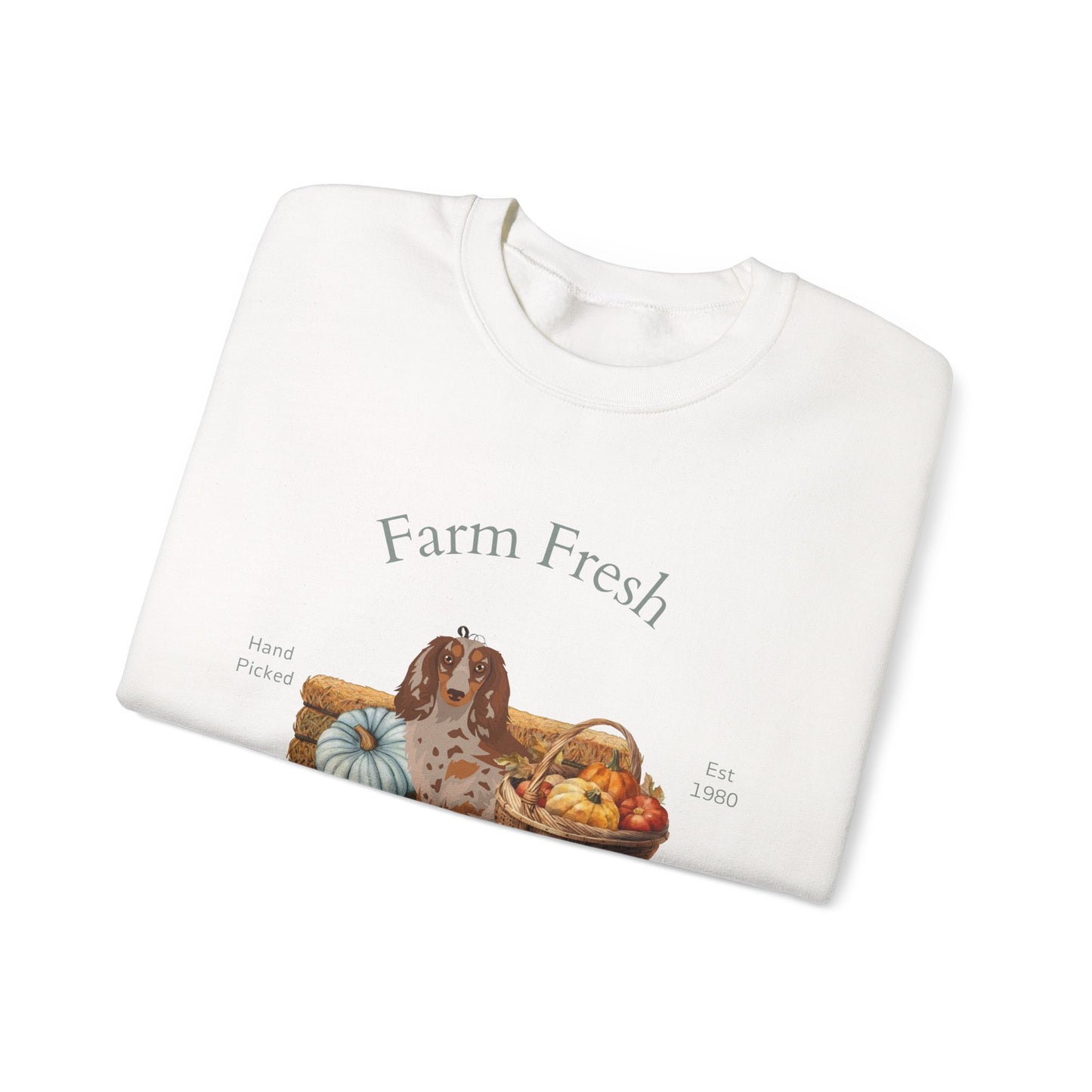 Dachshund Dog Fall Farm Fresh Unisex Heavy Blend Crewneck Sweatshirt