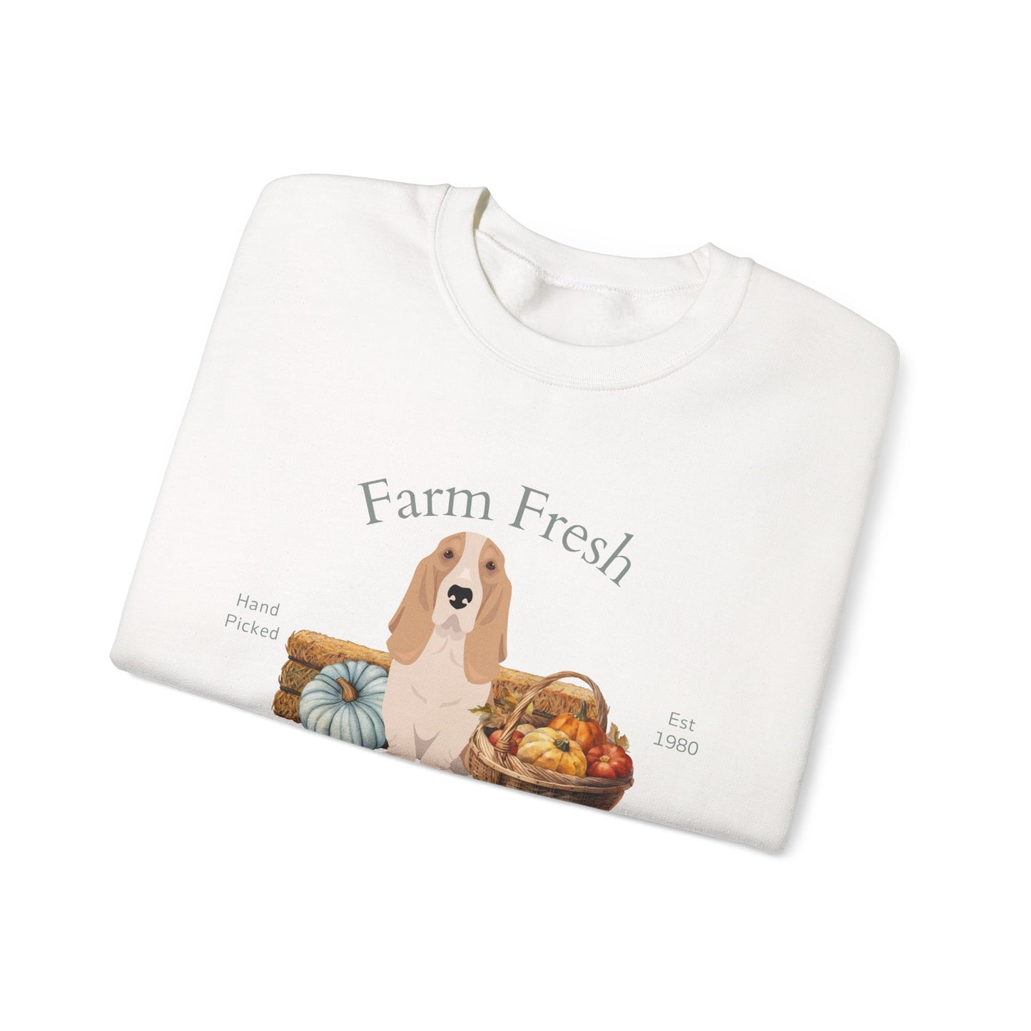 Basset Hound Dog Fall Farm Fresh Unisex Heavy Blend Crewneck Sweatshirt