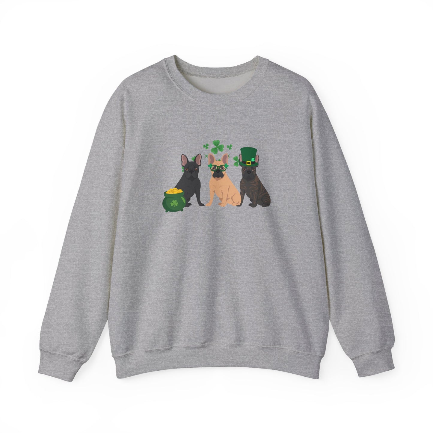 French Bulldog Dog St Patricks Day Unisex Heavy Blend Crewneck Sweatshirt, St Pattys day, Cute Dog Mom Gift