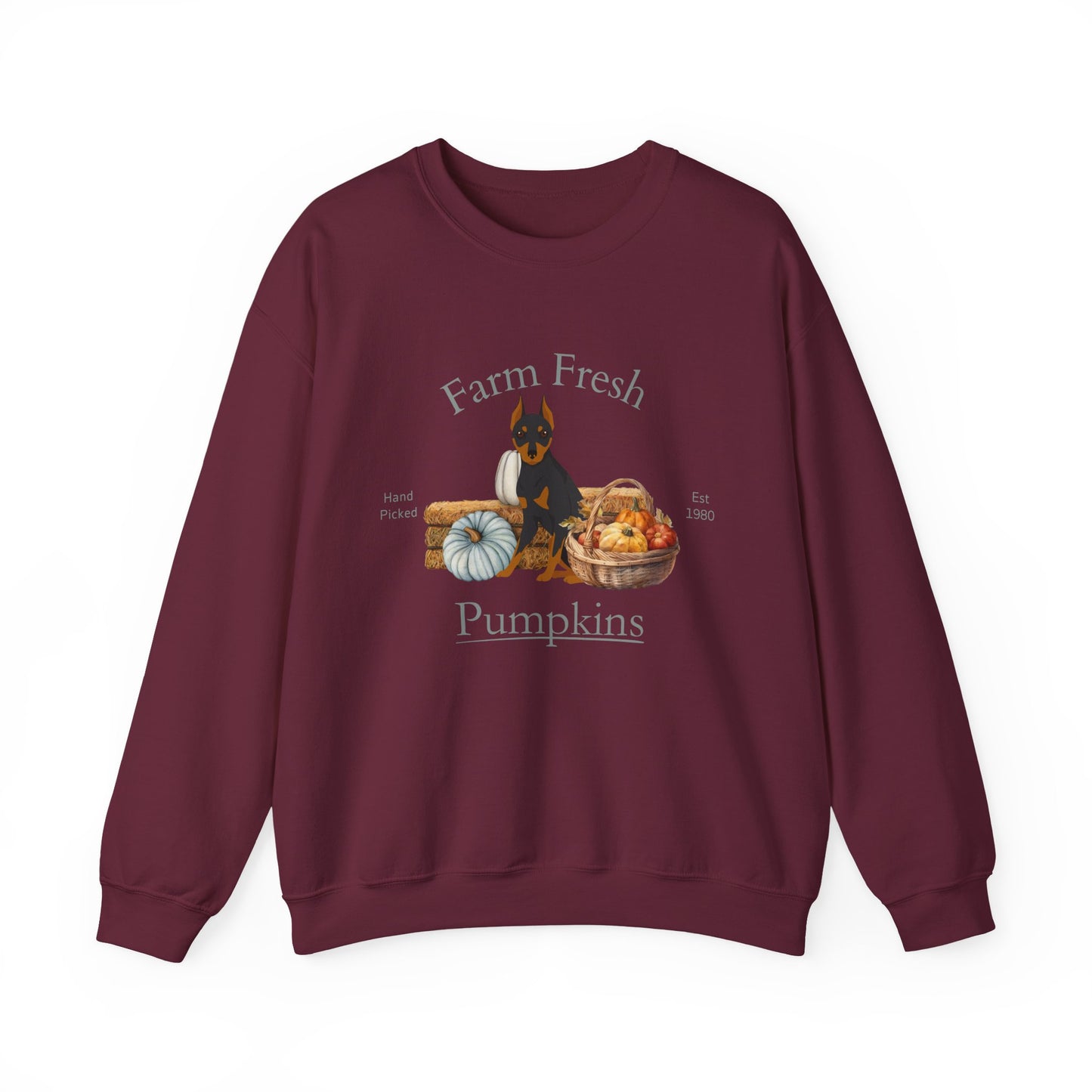 Miniature Pinscher Dog Fall Farm Fresh Unisex Heavy Blend Crewneck Sweatshirt
