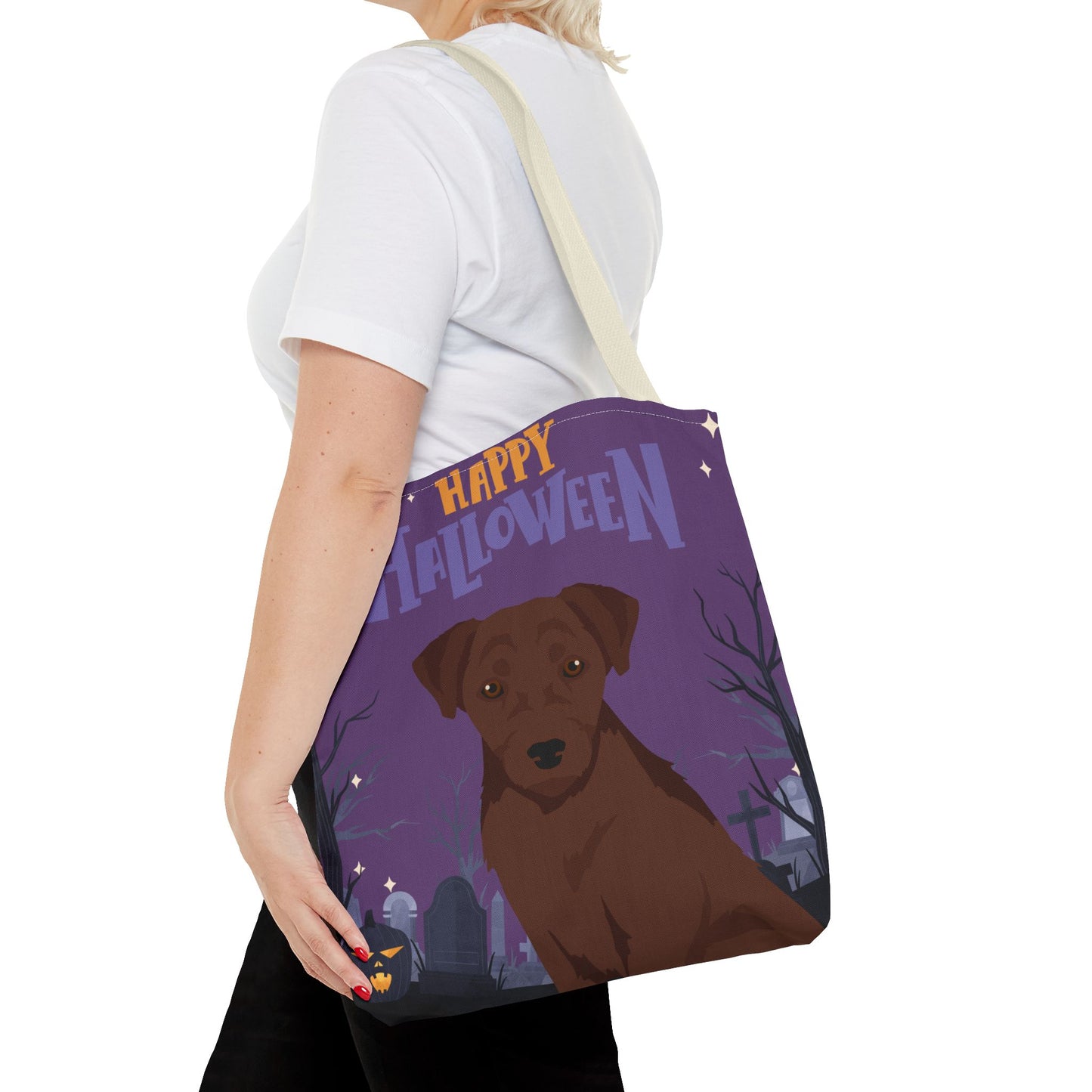 Patterdale Terrier Dog Happy Halloween Tote Bag 16x16
