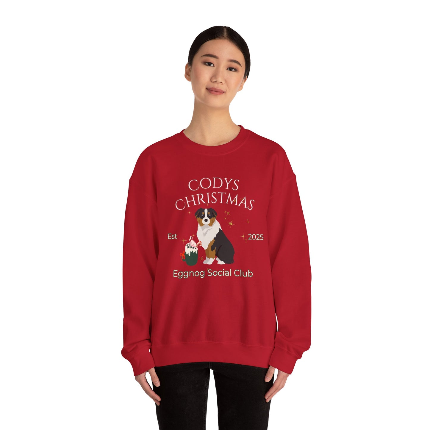 Australian Shepherd Dog Christmas Social Club Unisex Heavy Blend Crewneck Sweatshirt Custom Name