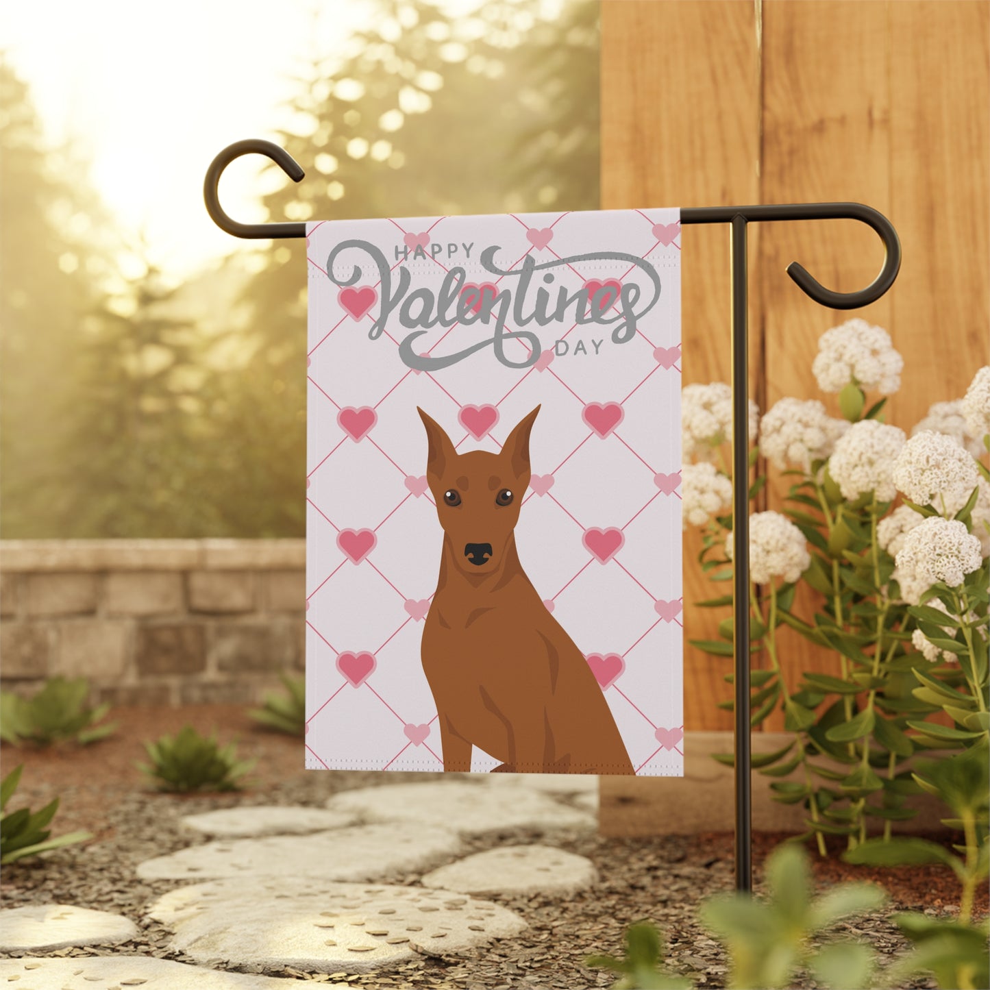 German Pinscher Dog Valentines Day Garden Flag