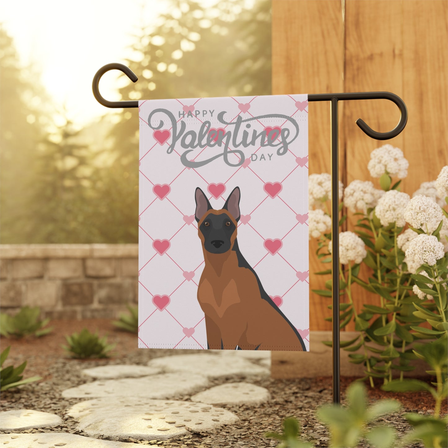 Belgian Malinois Dog Valentines Day Garden Flag