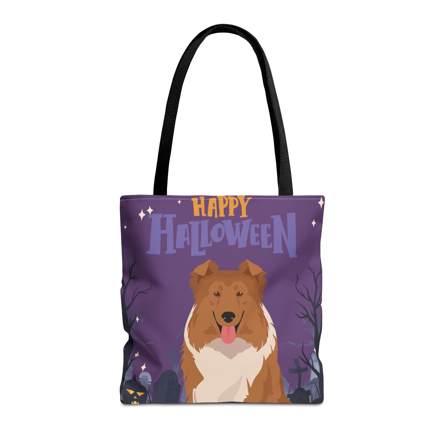 Collie Dog Happy Halloween Tote Bag 16x16