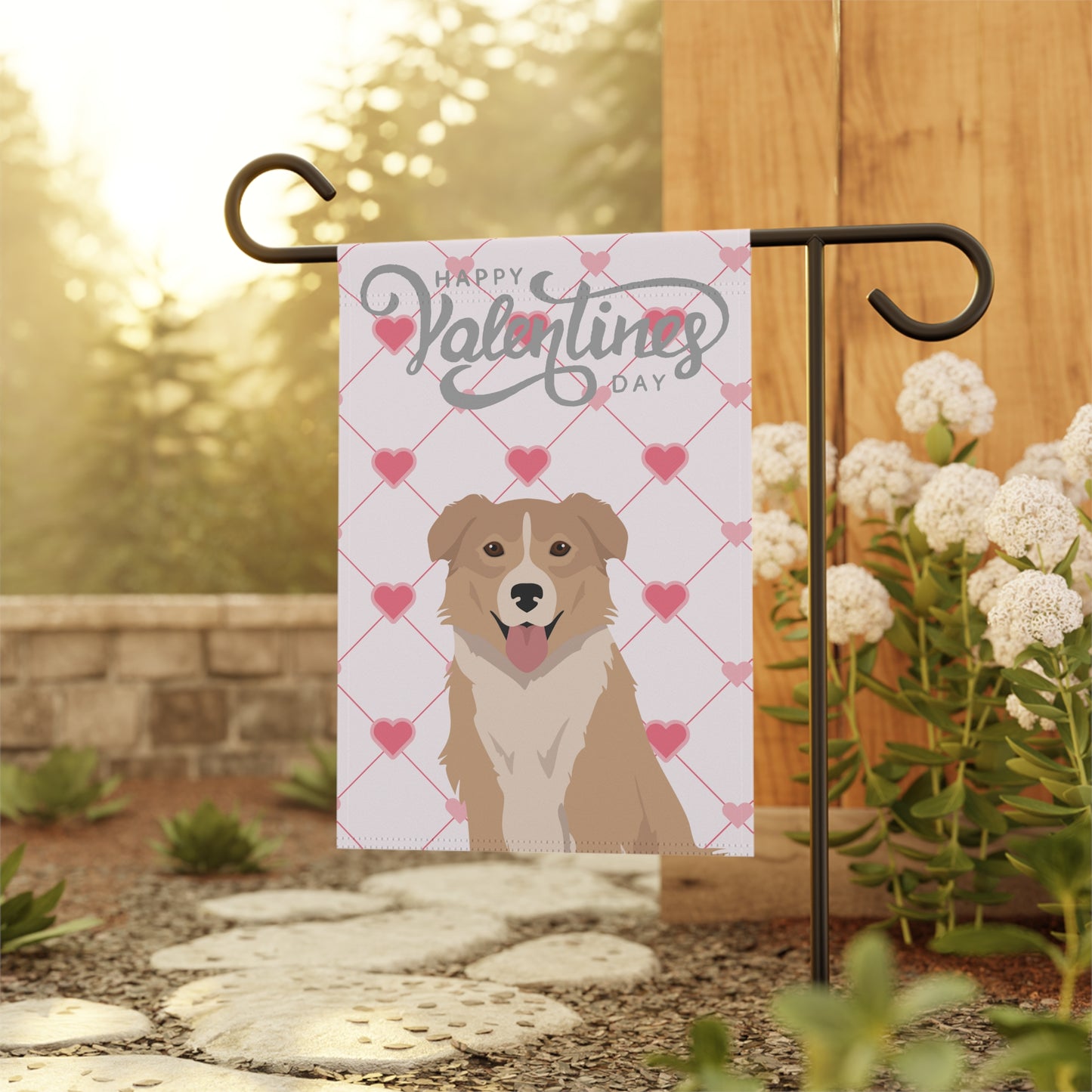 English Shepherd Dog Valentines Day Garden Flag