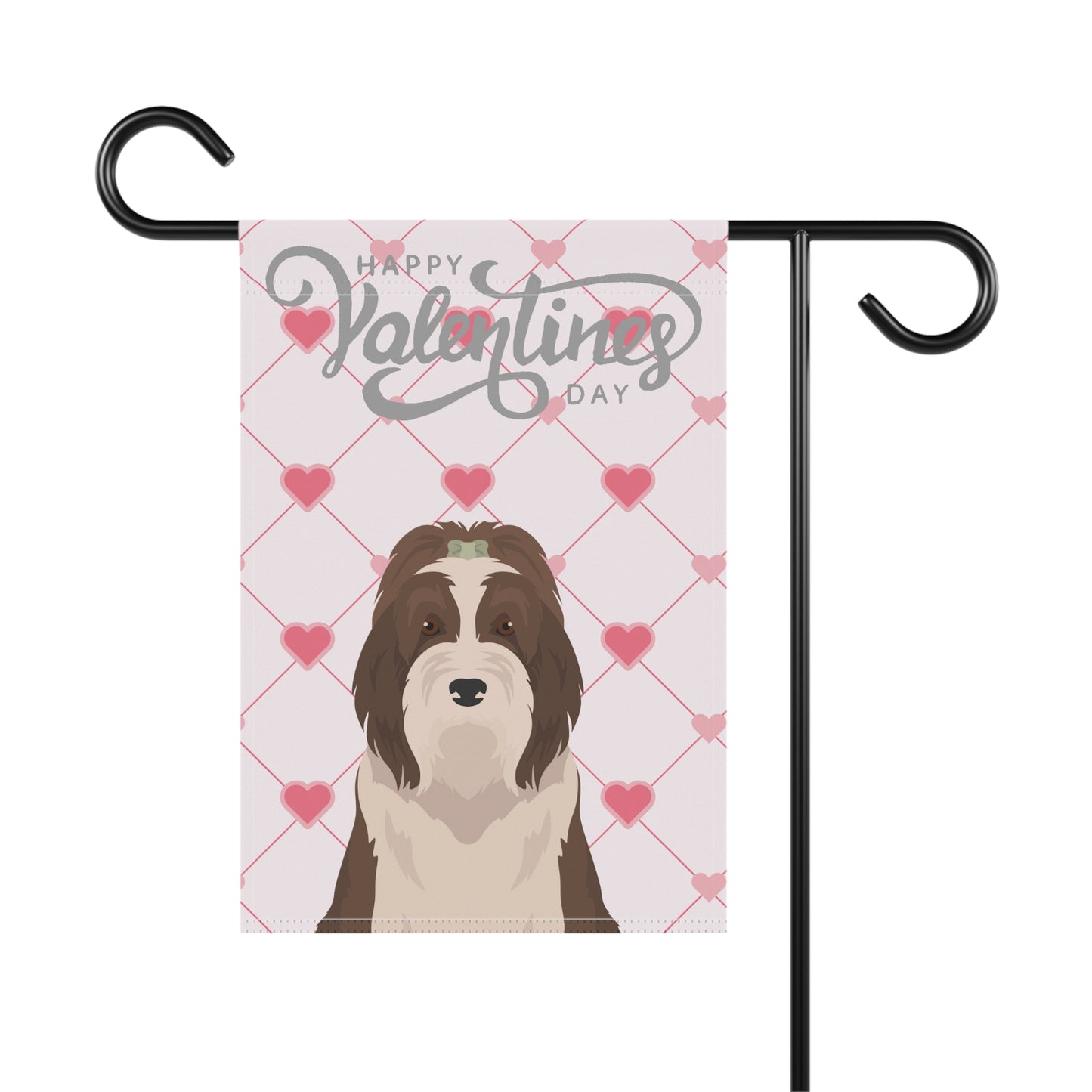 Bearded Collie Dog Valentines Day Garden Flag