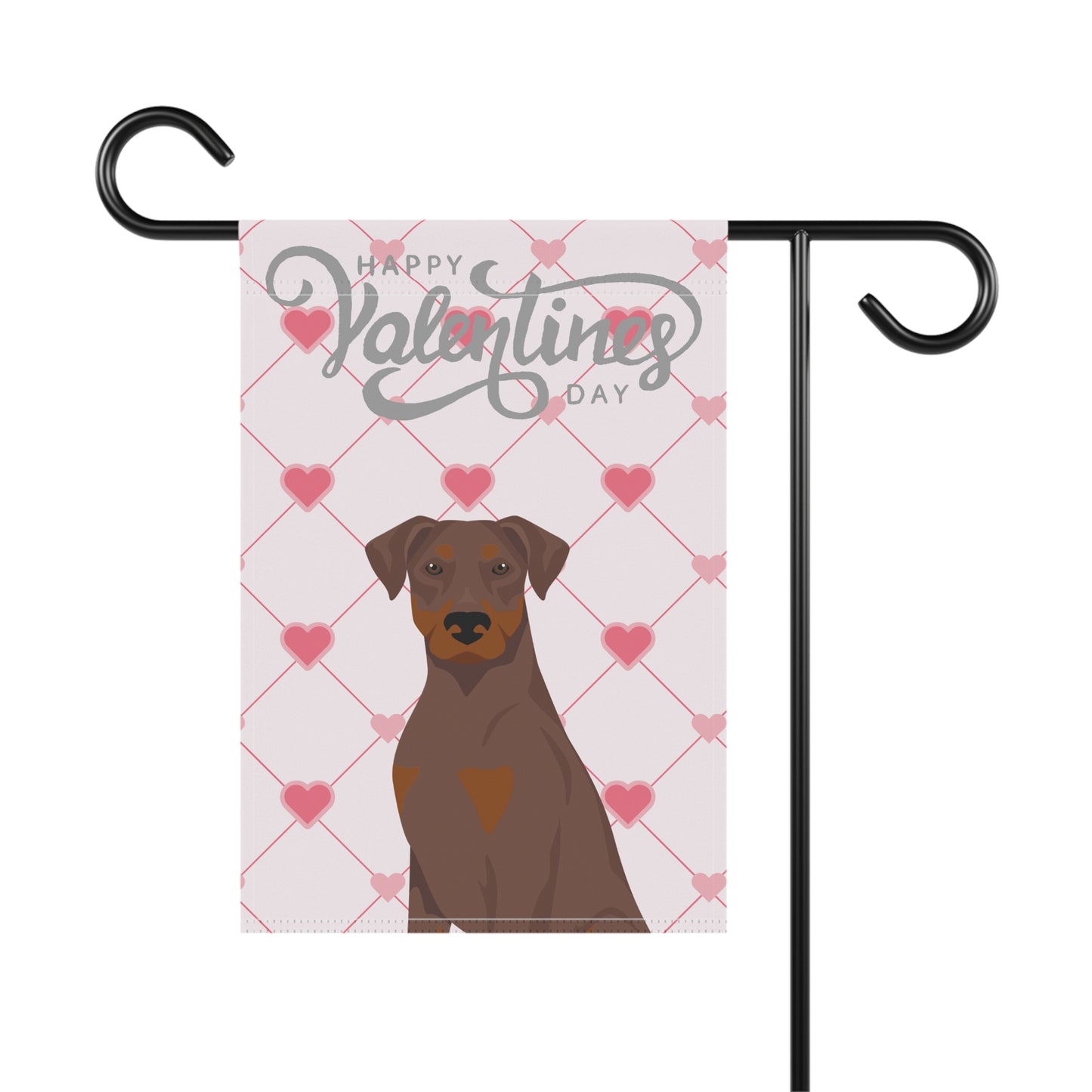Doberman Pinscher Dog Valentines Day Garden Flag