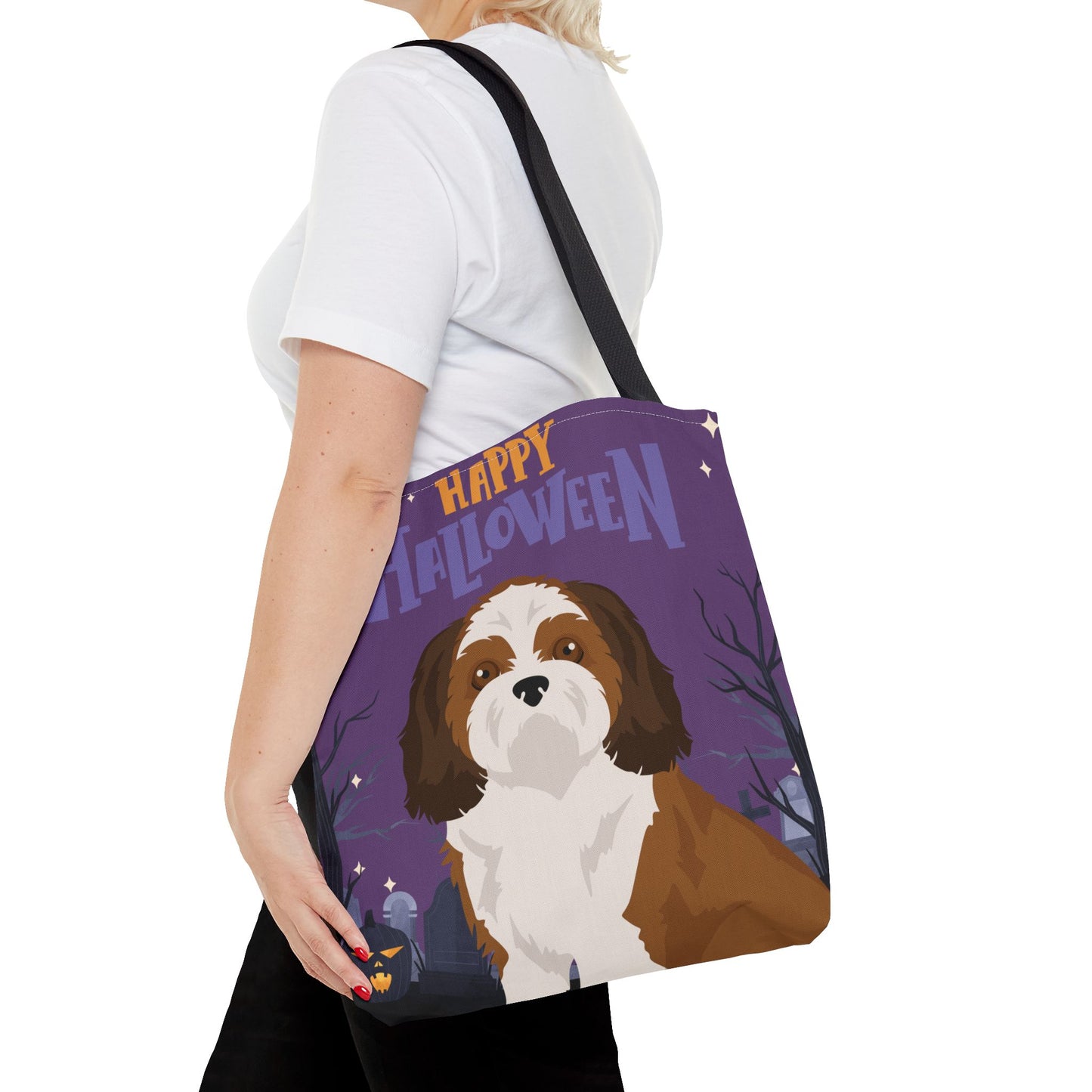 Shih Tzu Dog Happy Halloween Tote Bag 16x16