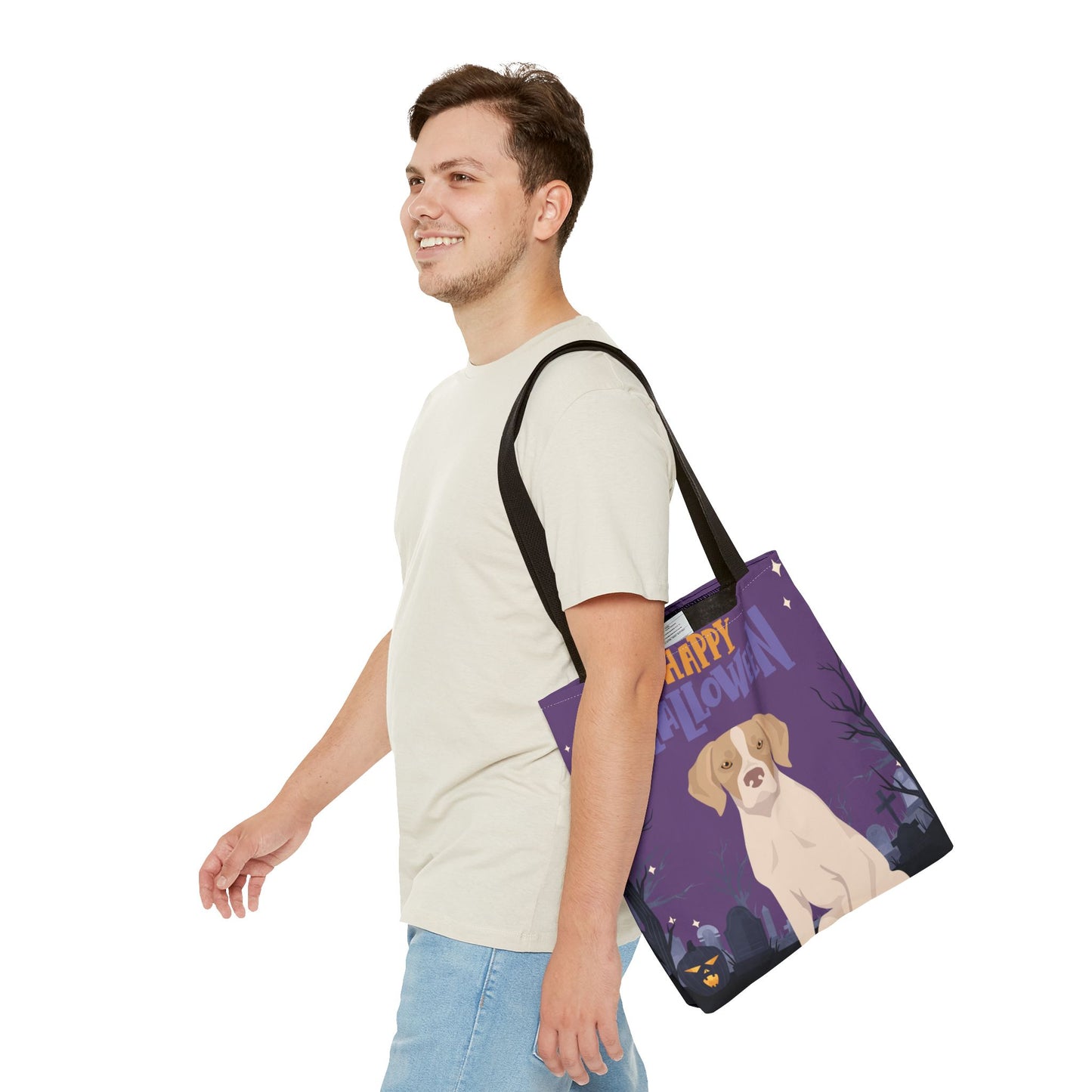 Pointer Dog Happy Halloween Tote Bag 16x16