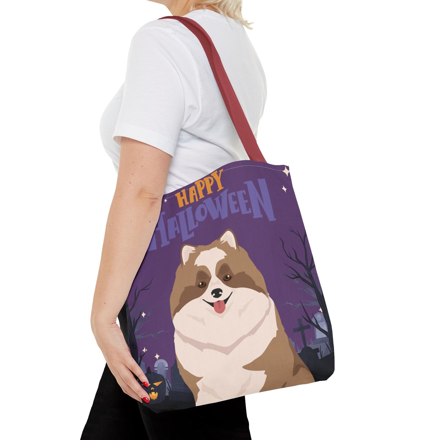 Pomeranian Dog Happy Halloween Tote Bag 16x16