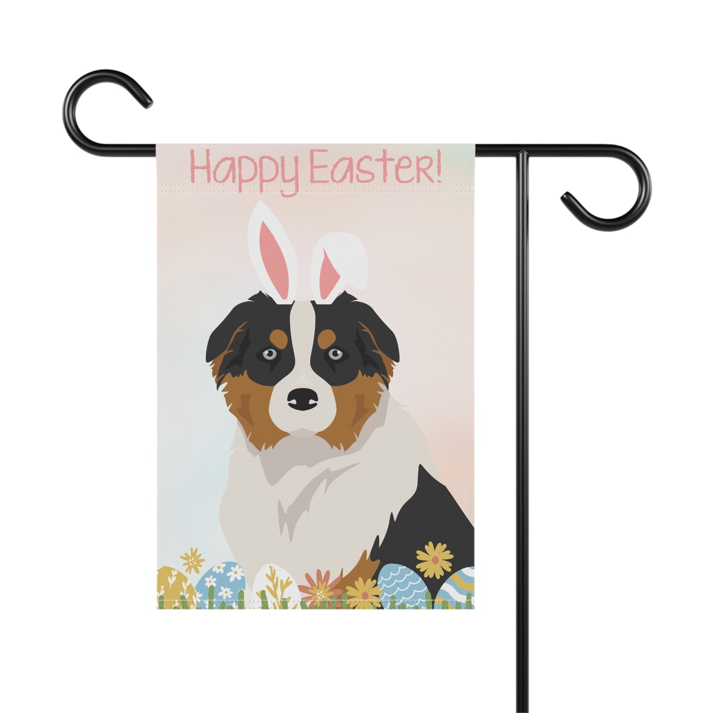 Australian Shepherd Dog Happy Easter Garden Flag