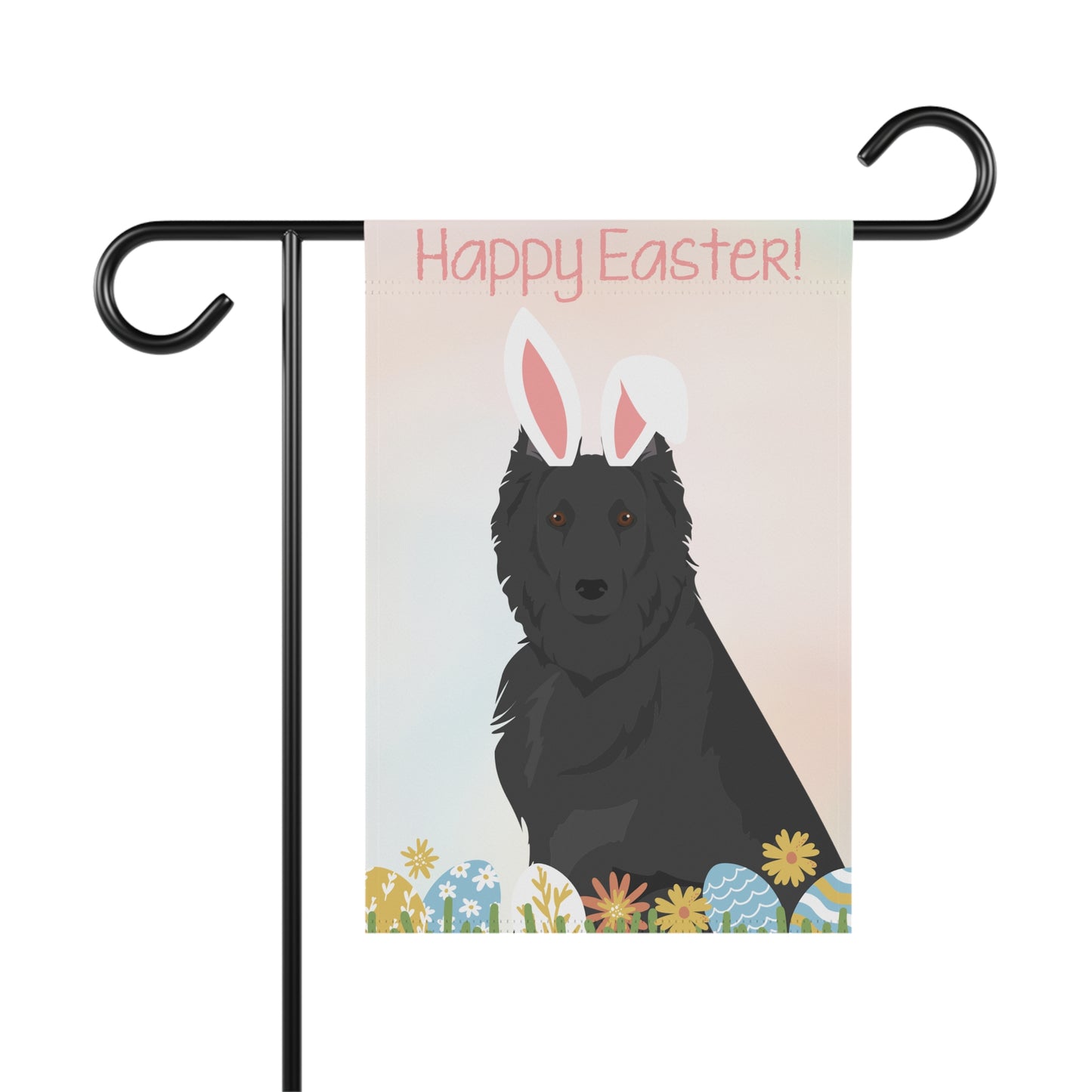 Belgian Sheepdog Dog Happy Easter Garden Flag