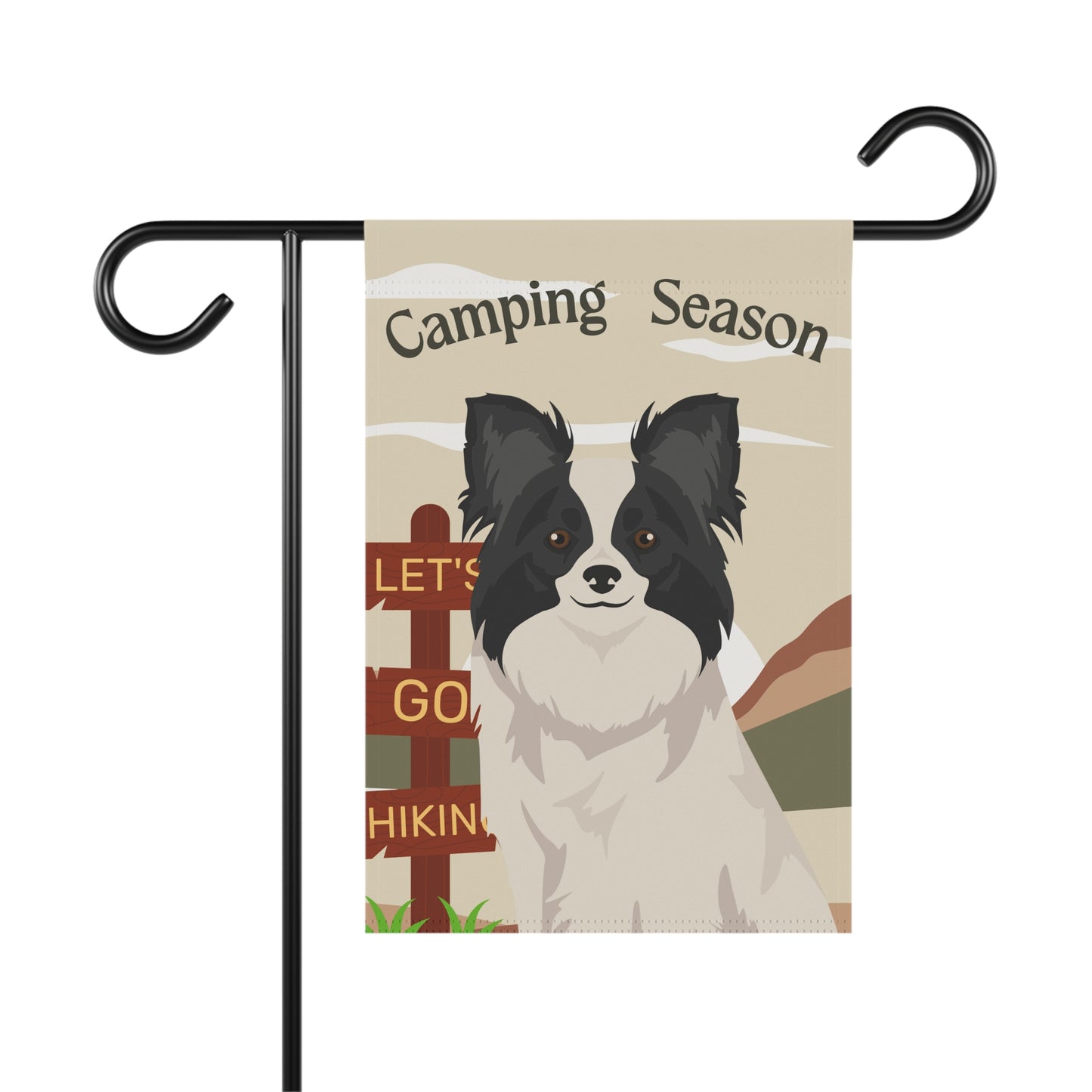Papillon Dog Camping Garden Flag