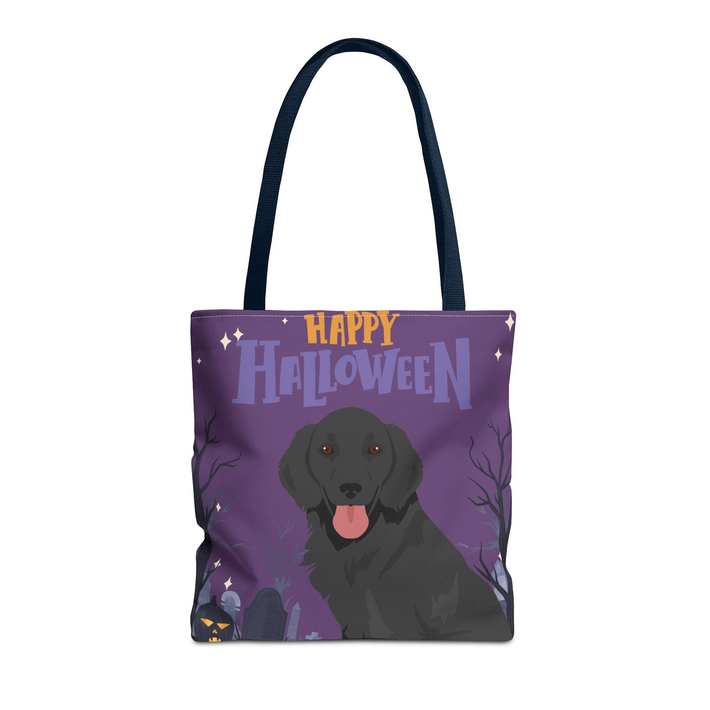 Flat Coated Retriever Dog Happy Halloween Tote Bag 16x16