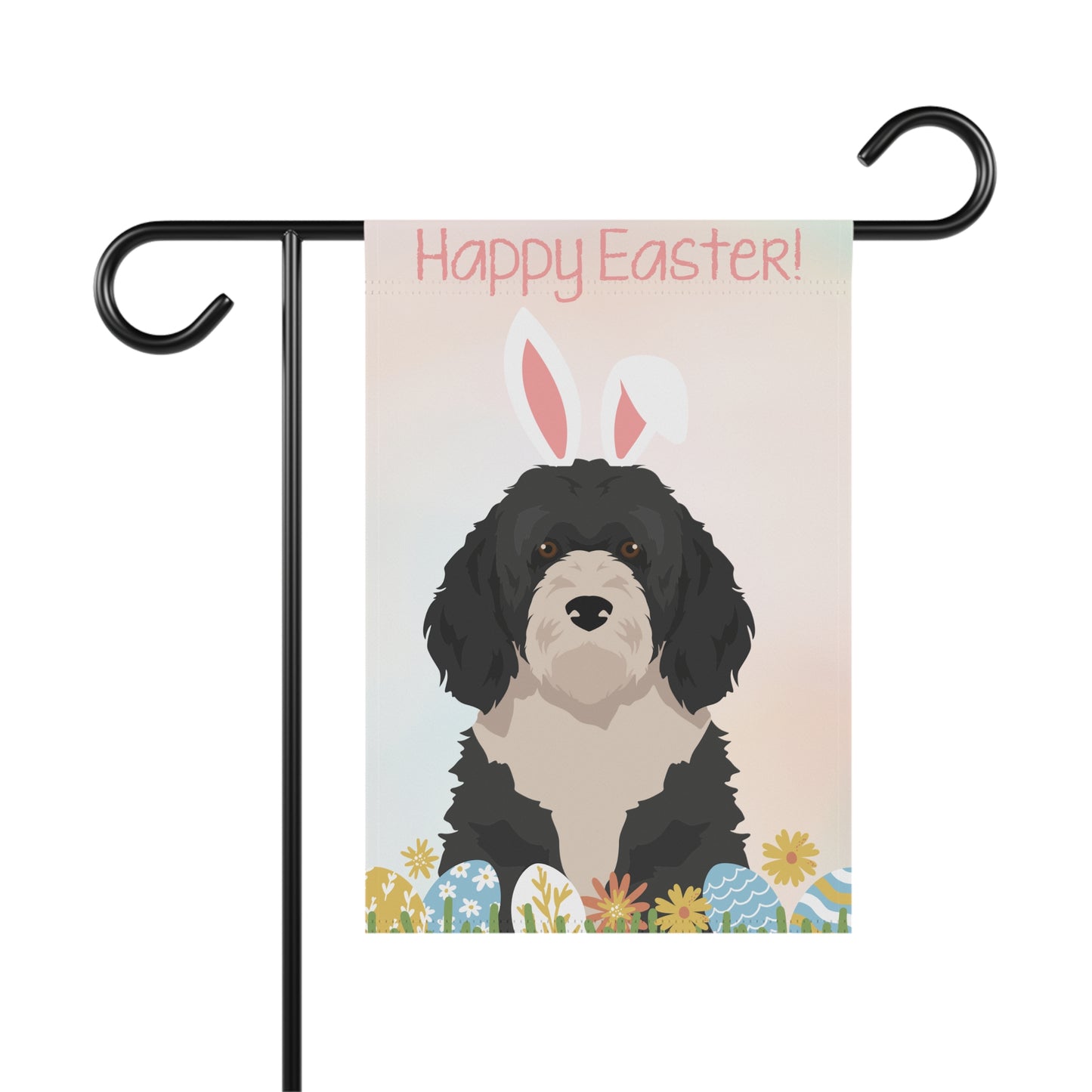 Portuguese Water Dog Happy Easter Garden Flag