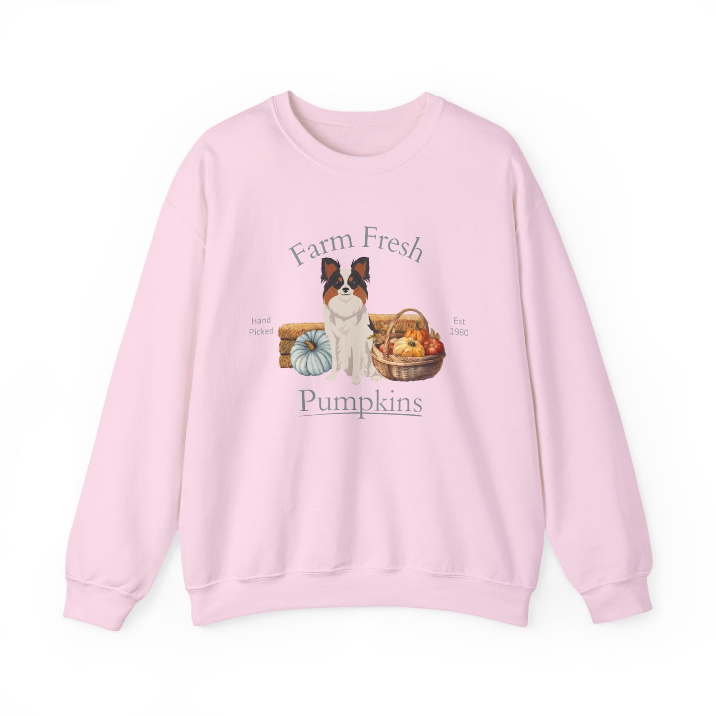 Papillon Dog Fall Farm Fresh Unisex Heavy Blend Crewneck Sweatshirt