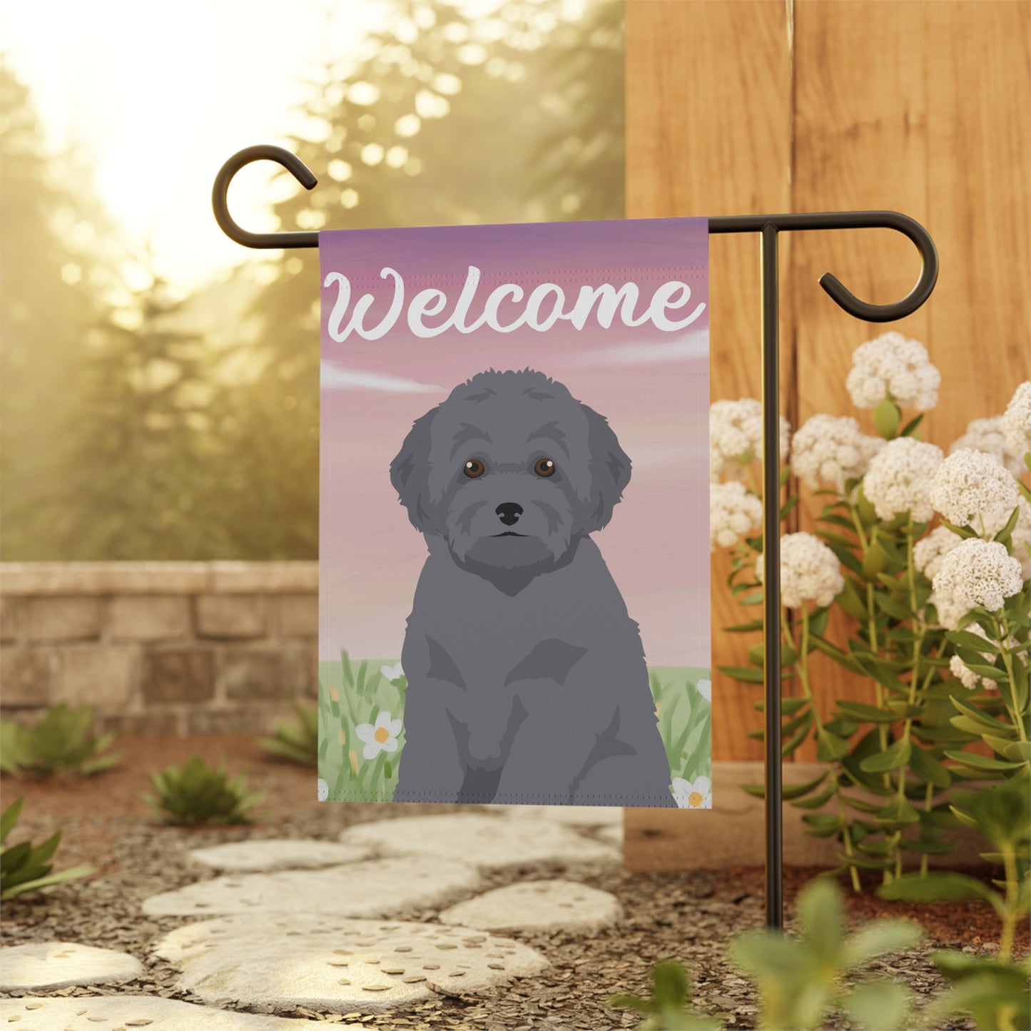 Toy Poodle Dog Welcome Garden Flag