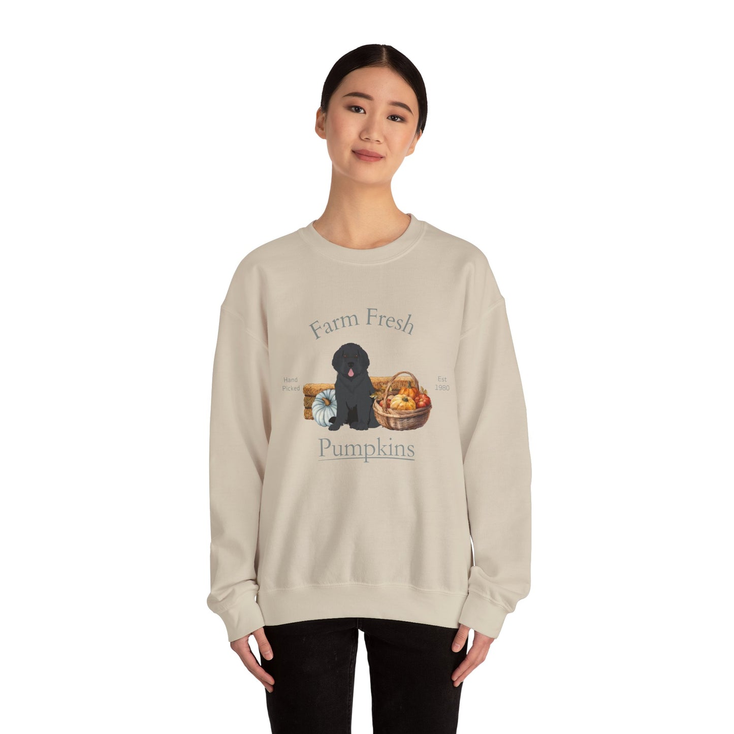 Newfoundland Dog Fall Farm Fresh Unisex Heavy Blend Crewneck Sweatshirt