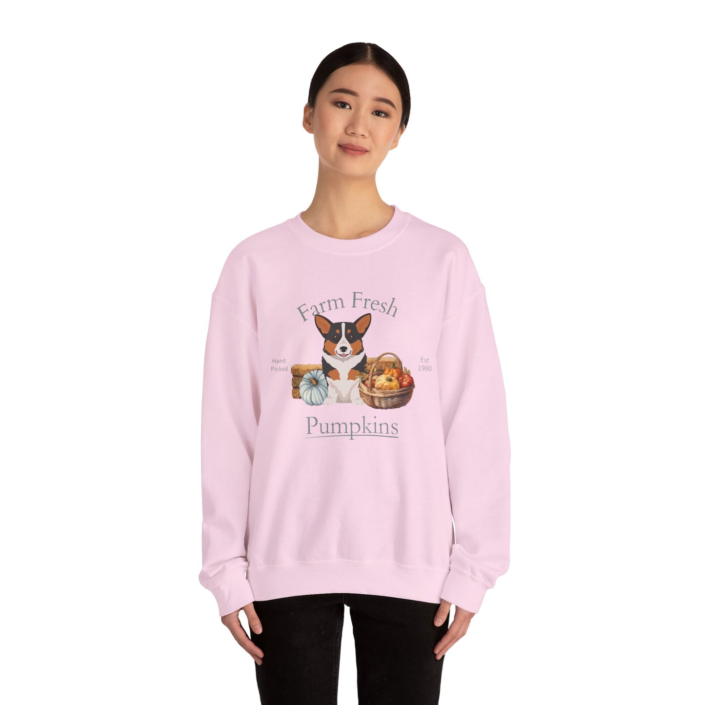 Pembroke Welsh Corgi Dog Fall Farm Fresh Unisex Heavy Blend Crewneck Sweatshirt
