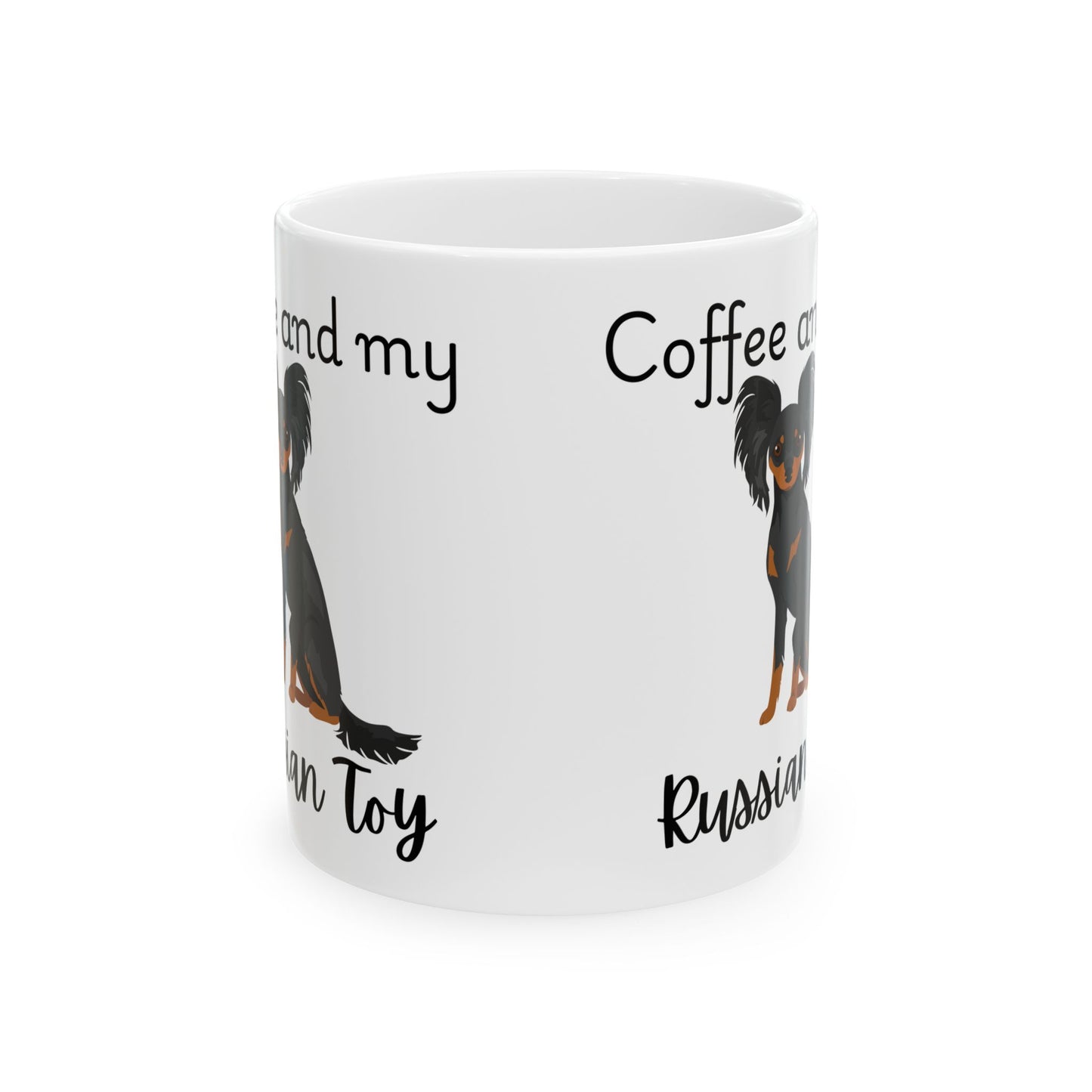 Coffee and My Russian Toy Ceramic Mug | Dog Lover Gift, Pet Owner Cup, Cute Mug for Dog Moms, Funny Mug for Coffee Lovers