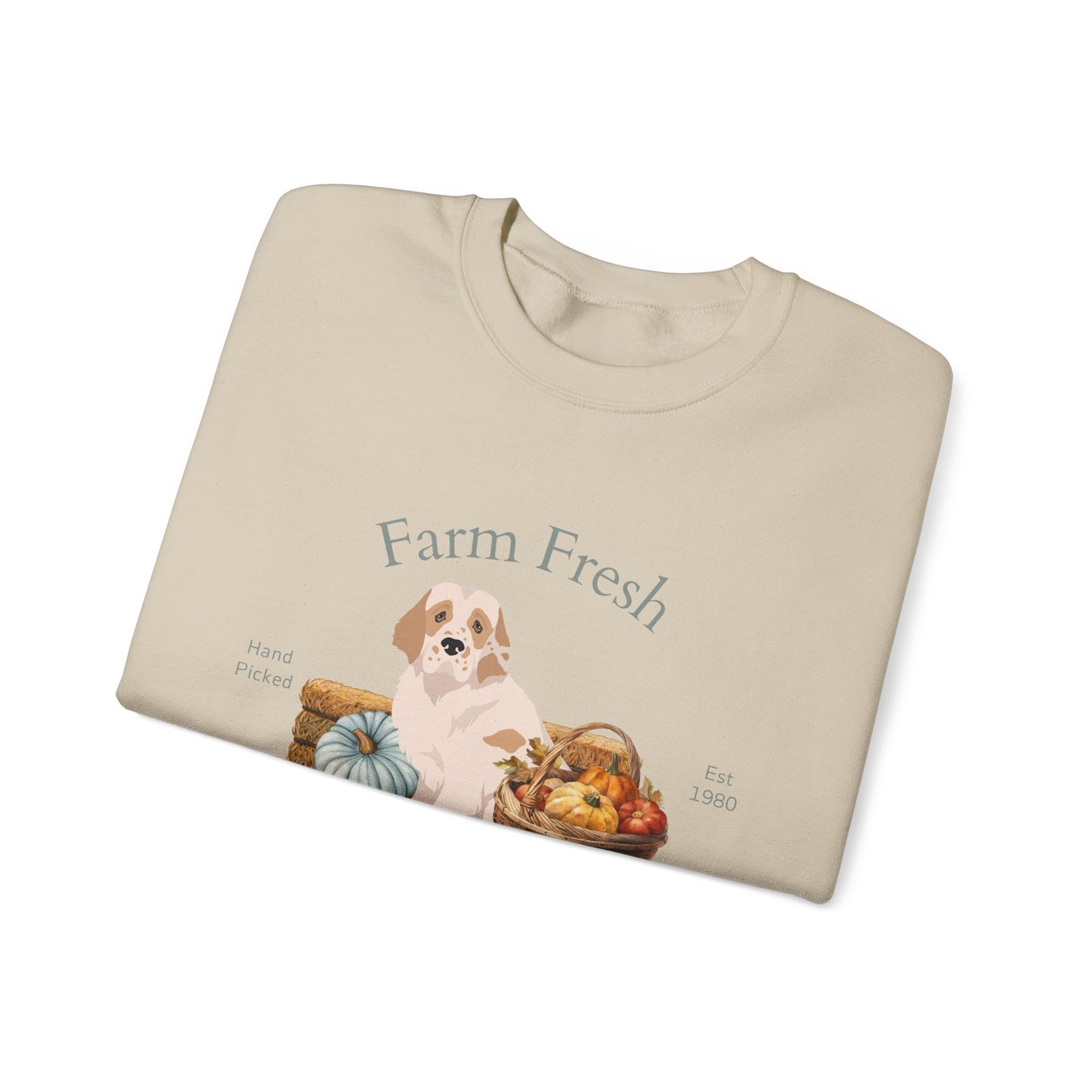 Clumber Spaniel Dog Fall Farm Fresh Unisex Heavy Blend Crewneck Sweatshirt