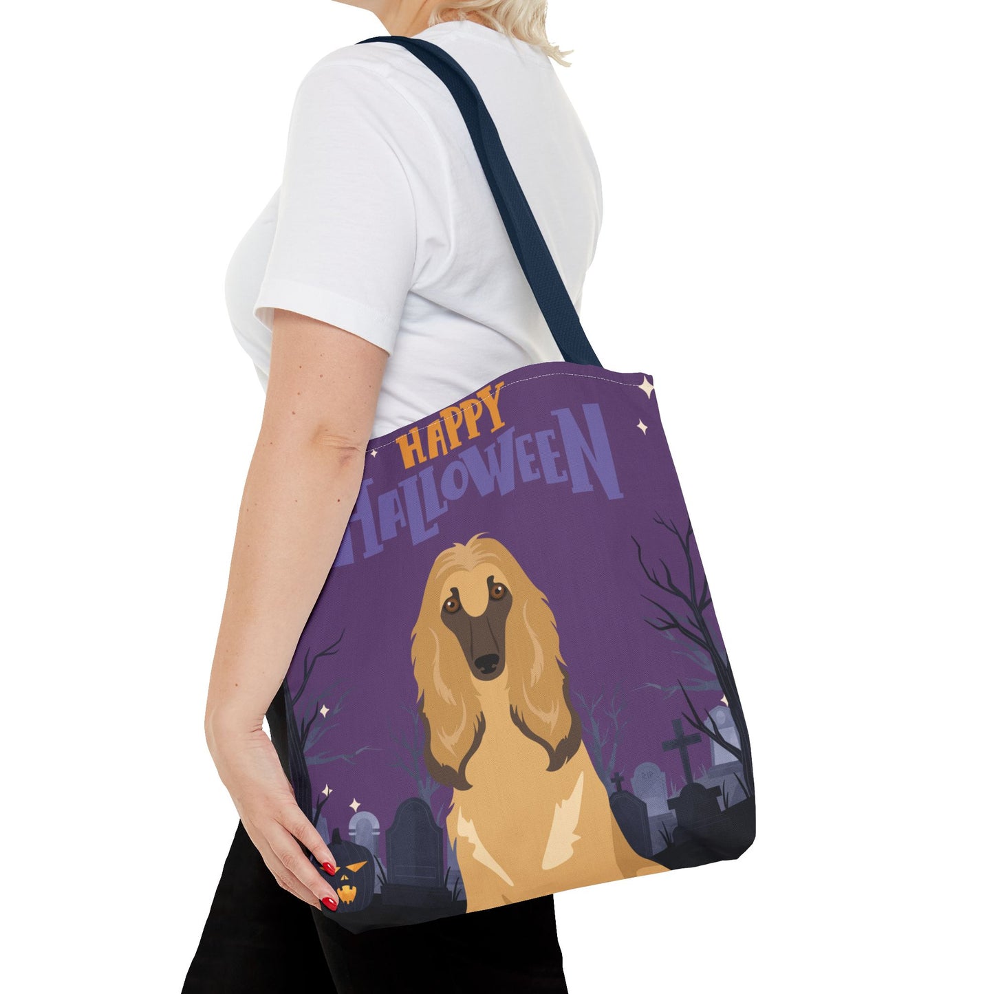 Afghan Hound Dog Happy Halloween Tote Bag 16x16