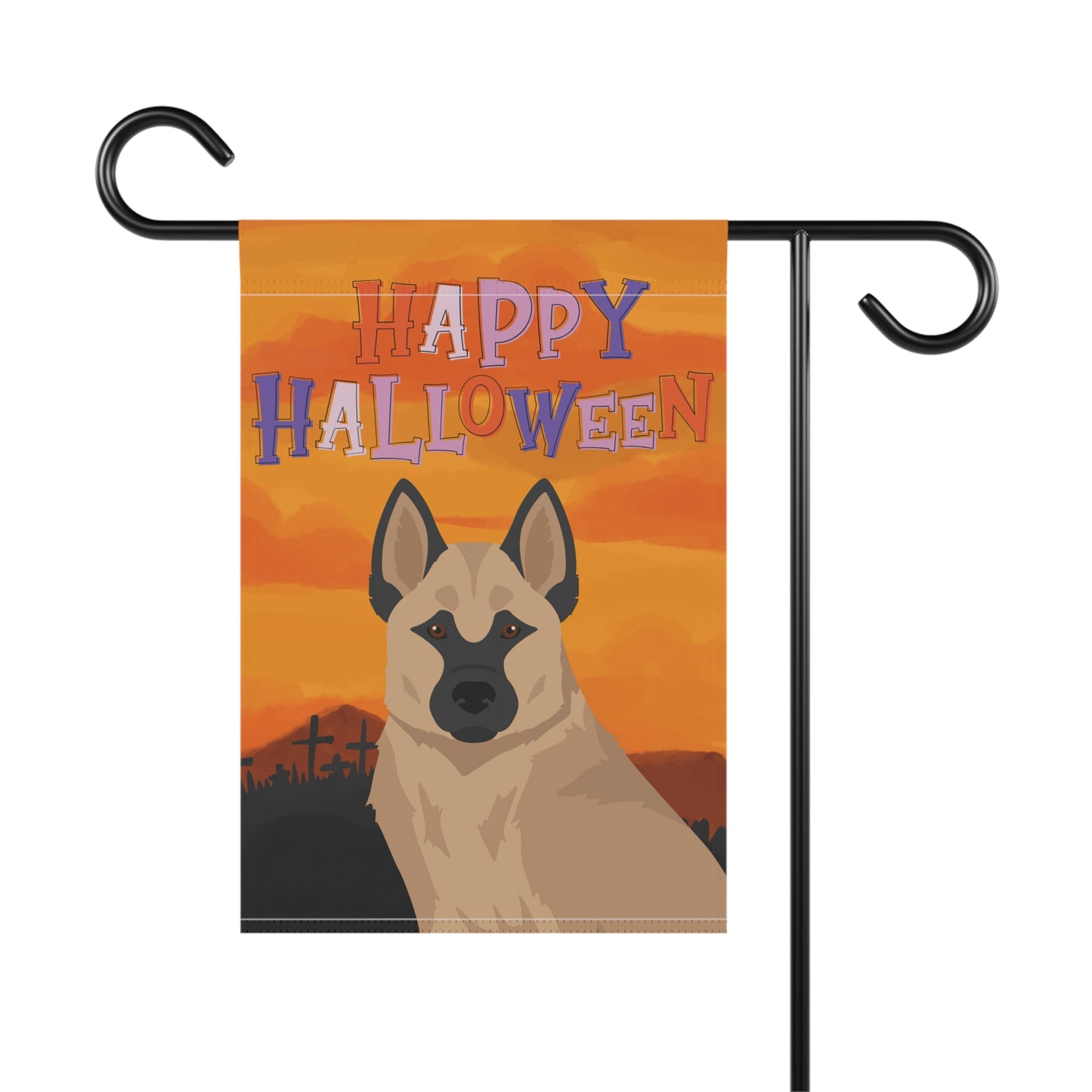 Hallefors Elkhound Dog Halloween Garden Flag