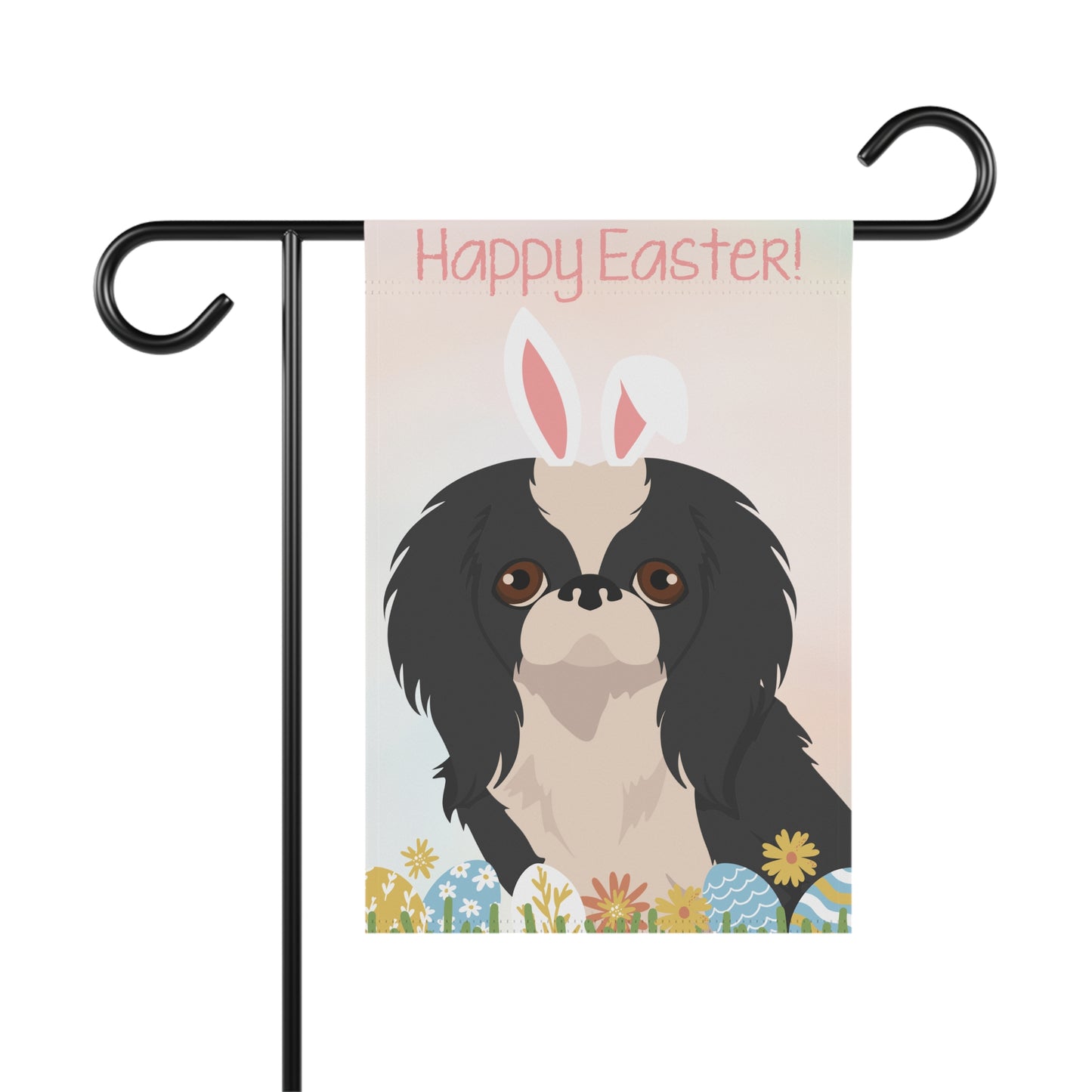 Japanese Chin Dog Happy Easter Garden Flag