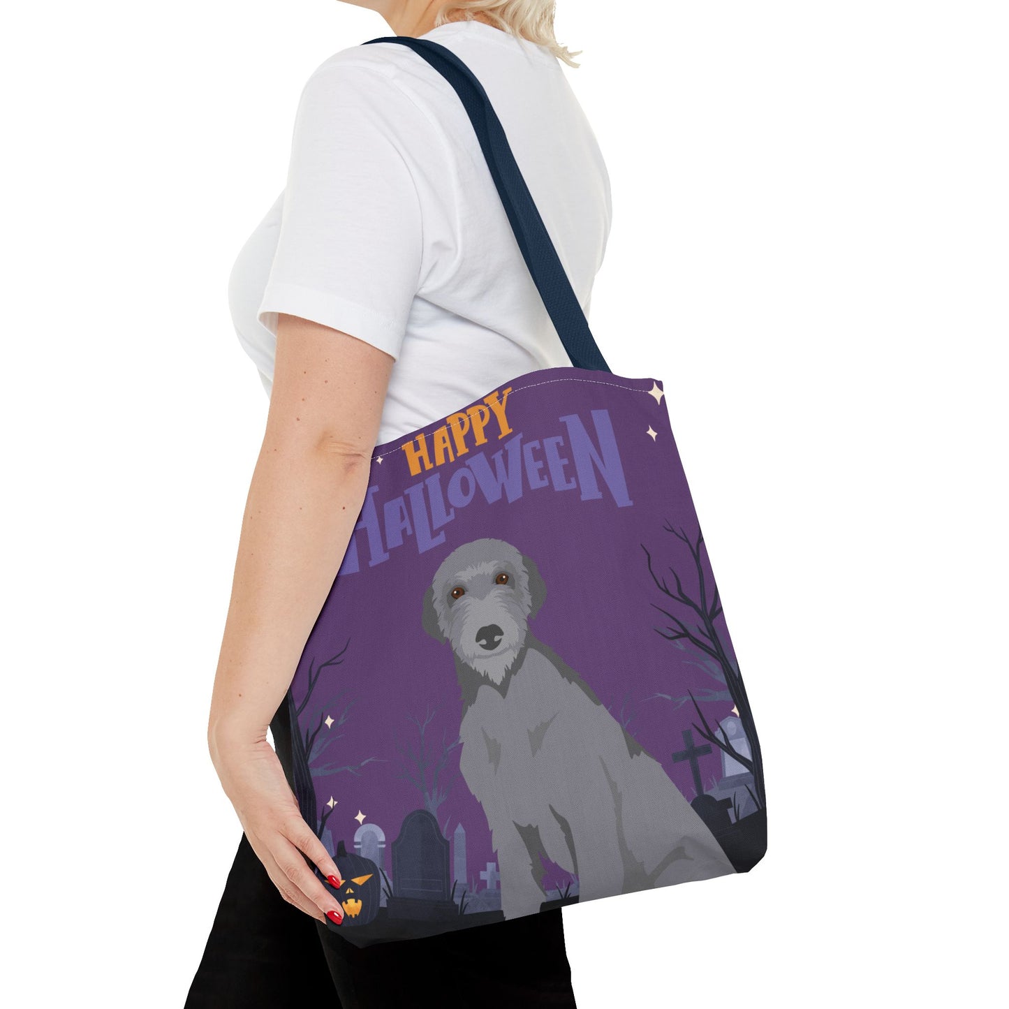 Scottish Deerhound Dog Happy Halloween Tote Bag 16x16