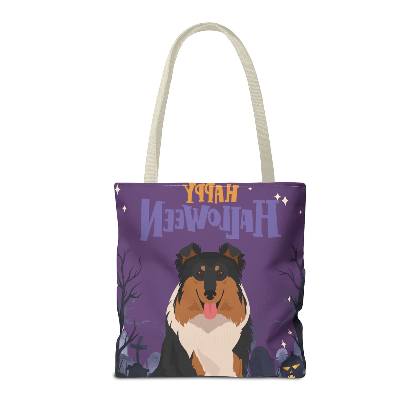 Collie Dog Happy Halloween Tote Bag 16x16