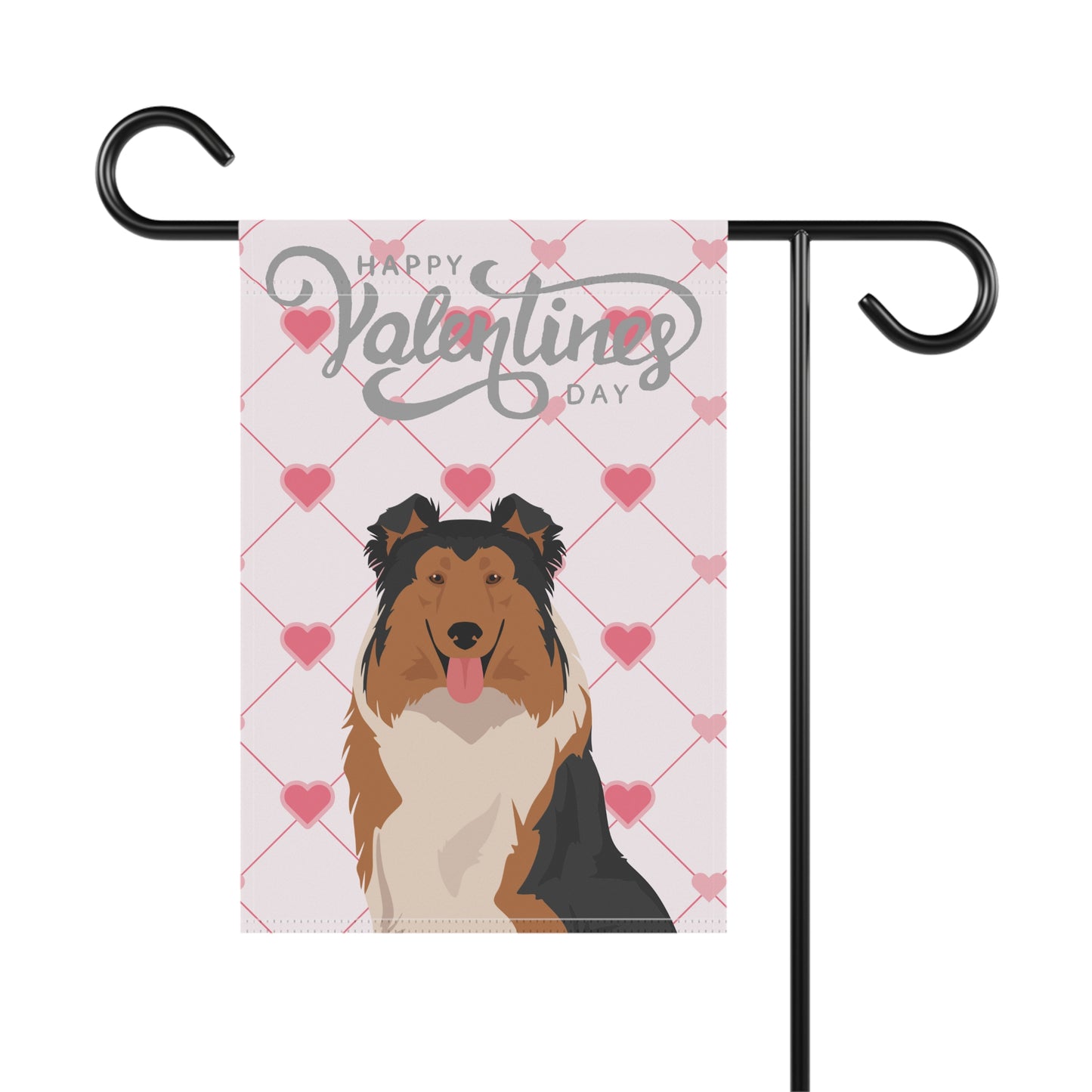 Collie Dog Valentines Day Garden Flag