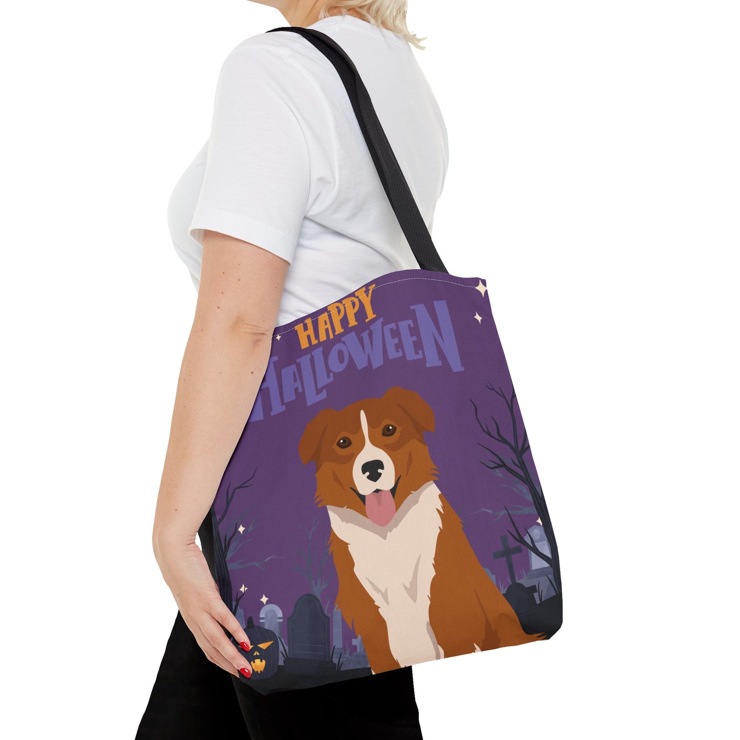 English Shepherd Dog Happy Halloween Tote Bag 16x16