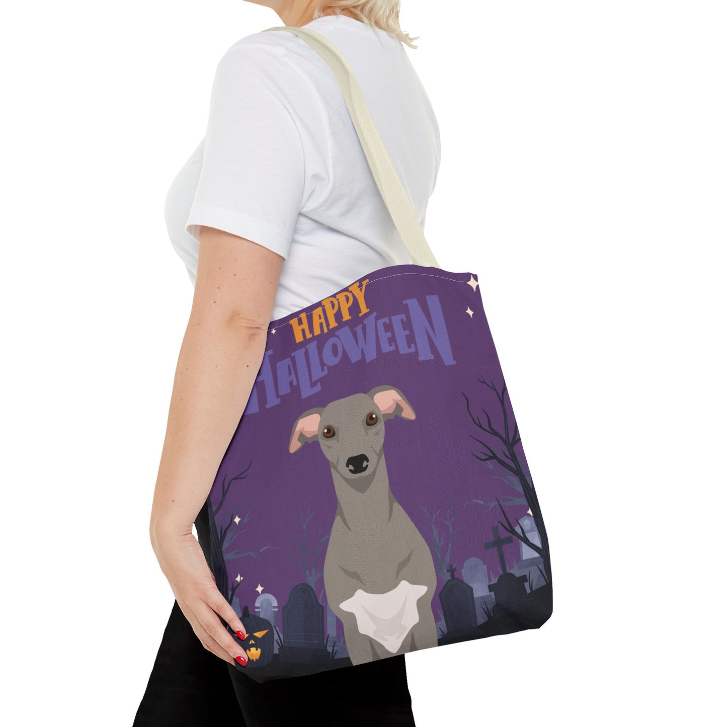 Whippet Dog Happy Halloween Tote Bag 16x16