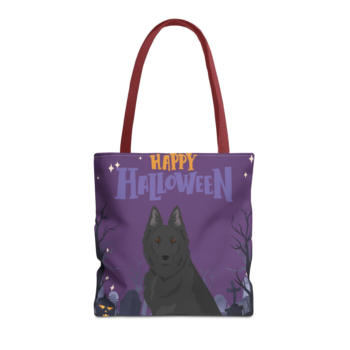 Belgain Sheepdog Dog Happy Halloween Tote Bag 16x16