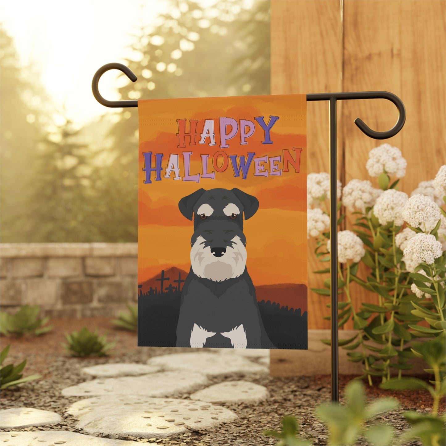 Schnauzer Dog Halloween Garden Flag
