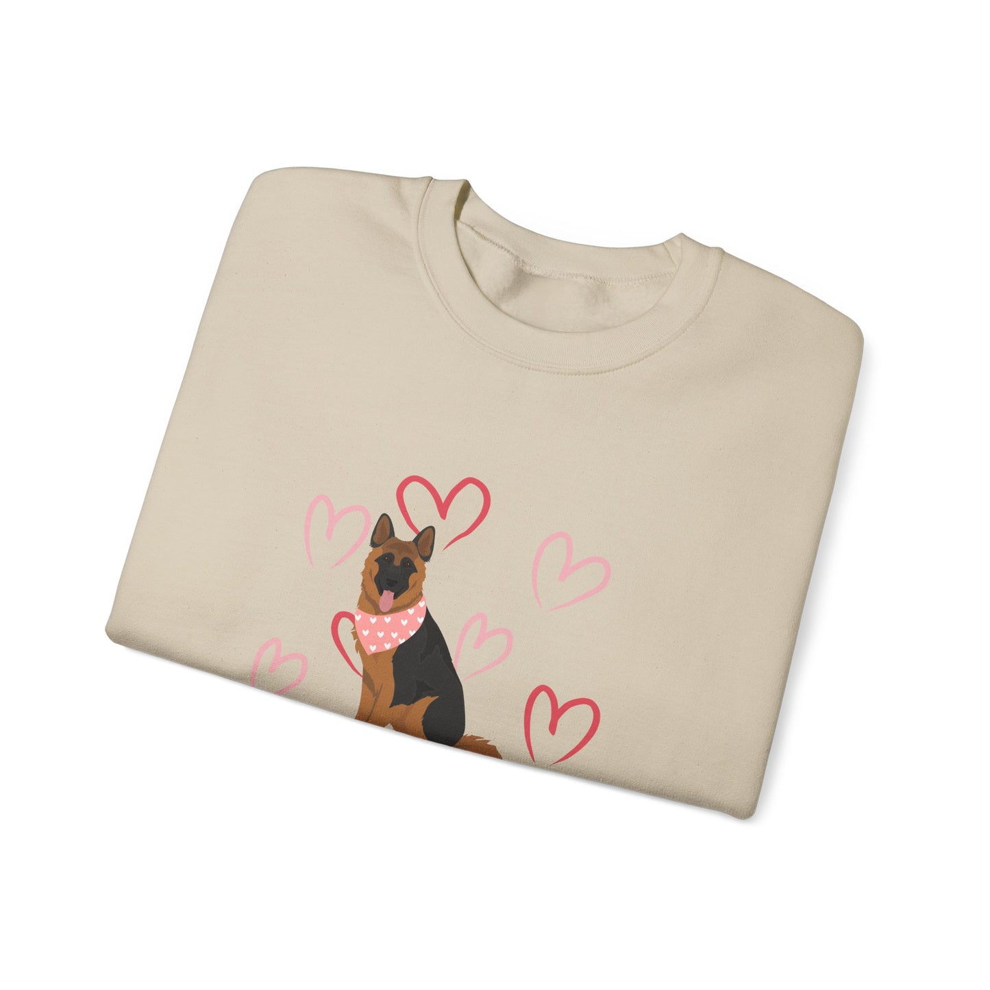 Longhaired German Shepherd Dog Valentines Day Unisex Heavy Blend Crewneck Sweatshirt