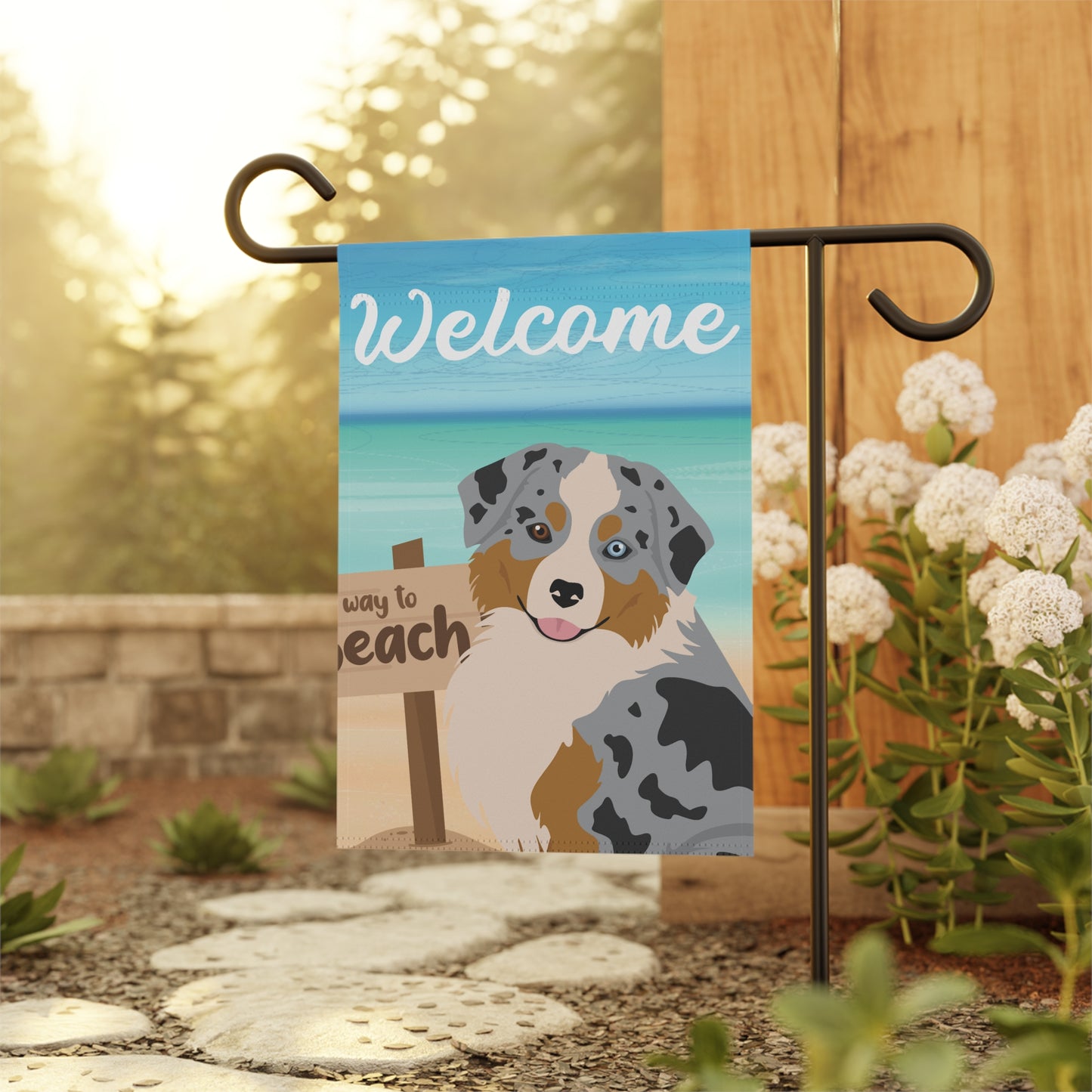 Miniature American Shepherd Dog Garden Flag