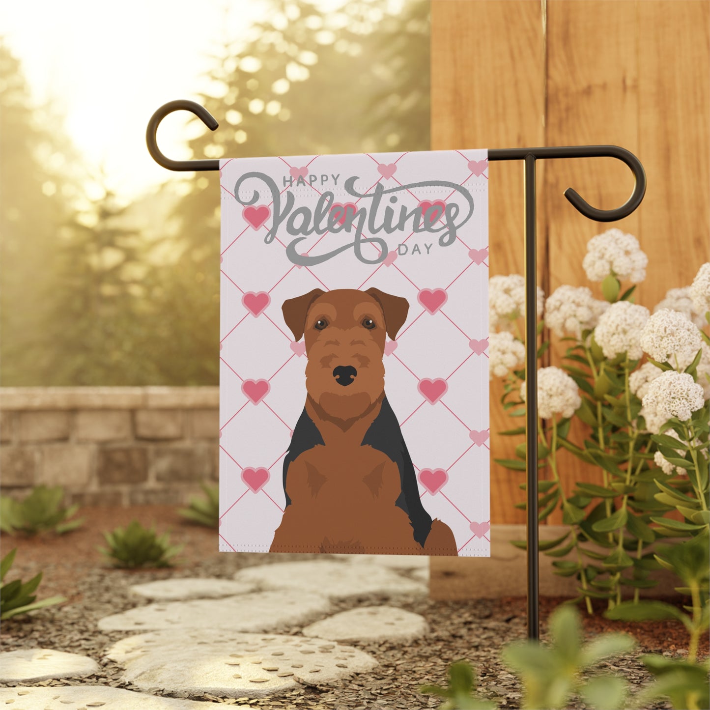 Welsh Terrier Dog Valentines Day Garden Flag