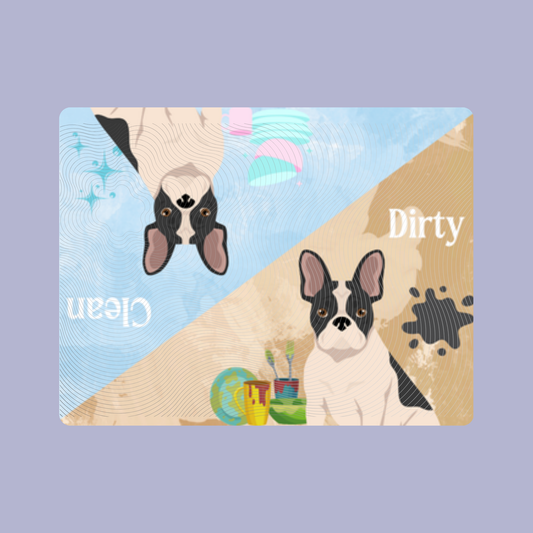 French Bulldog Dog Clean & Dirty Fridge Magnet Set 3 Pack