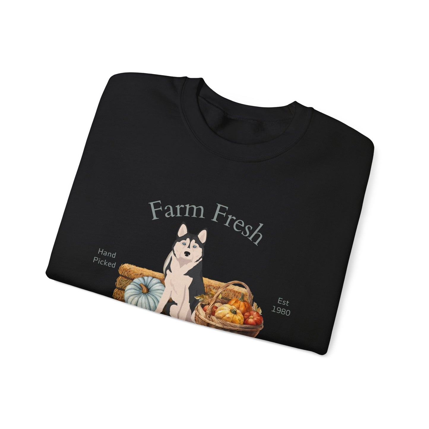 Alaskan Husky Dog Fall Farm Fresh Unisex Heavy Blend Crewneck Sweatshirt
