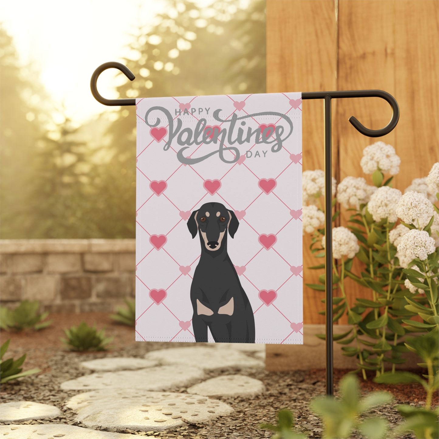 Smooth Saluki Dog Valentines Day Garden Flag