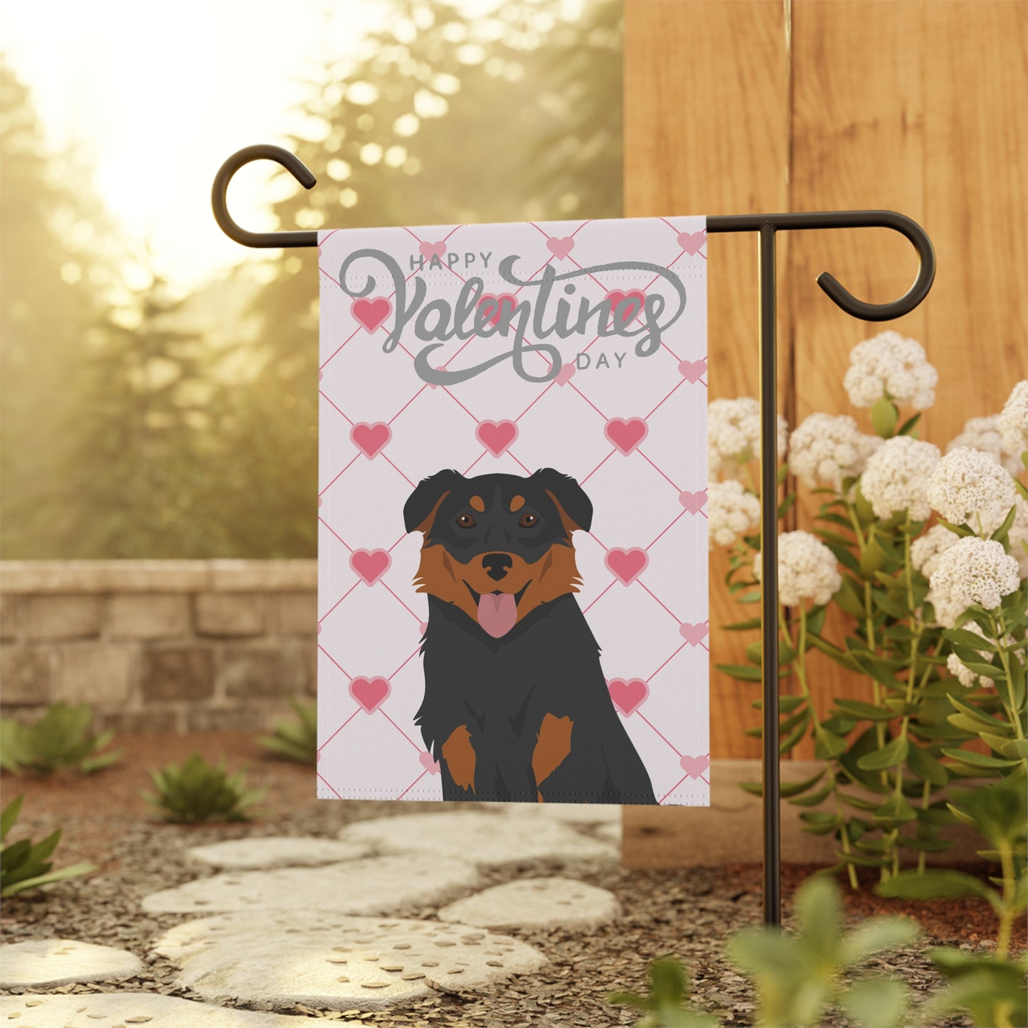 English Shepherd Dog Valentines Day Garden Flag
