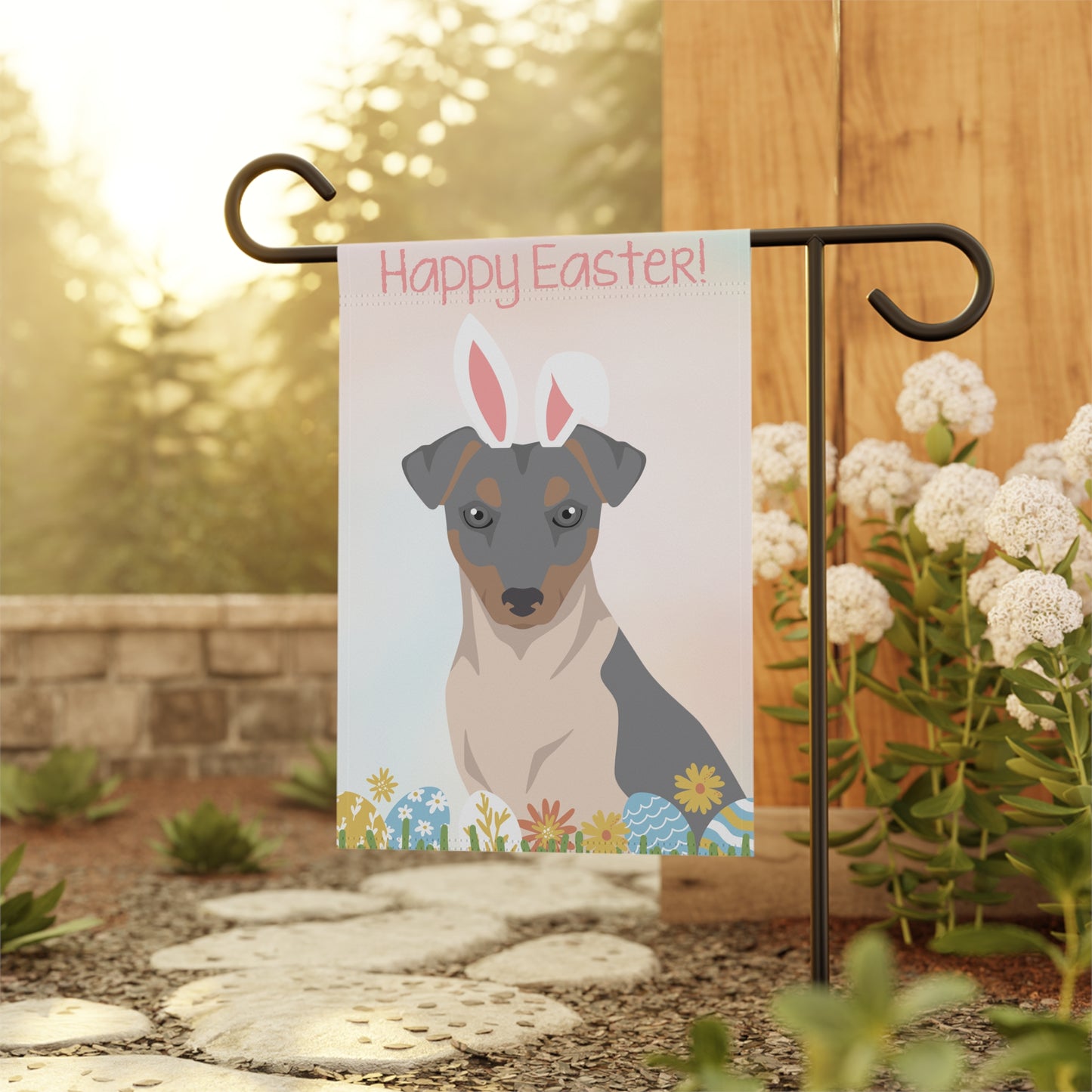 Brazilian Terrier Dog Happy Easter Garden Flag