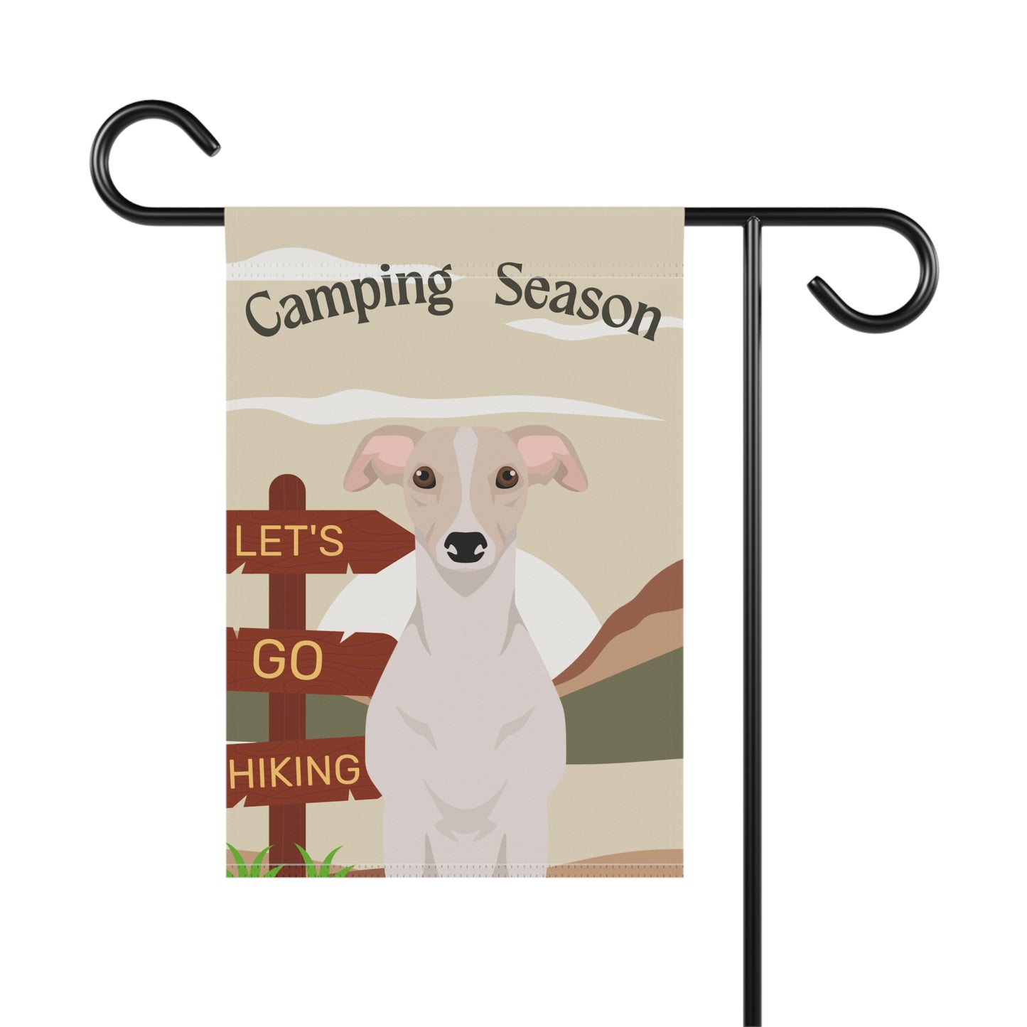 Whippet Dog Camping Garden Flag